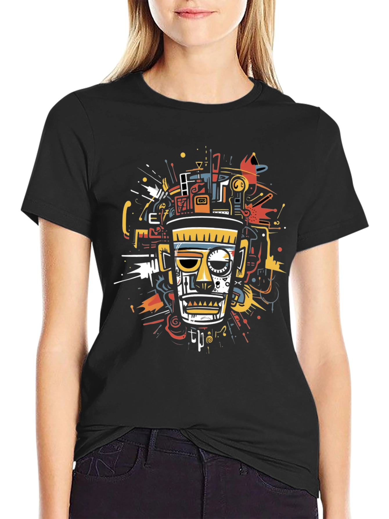 Abstract Aztec Warrior Graphic Tee