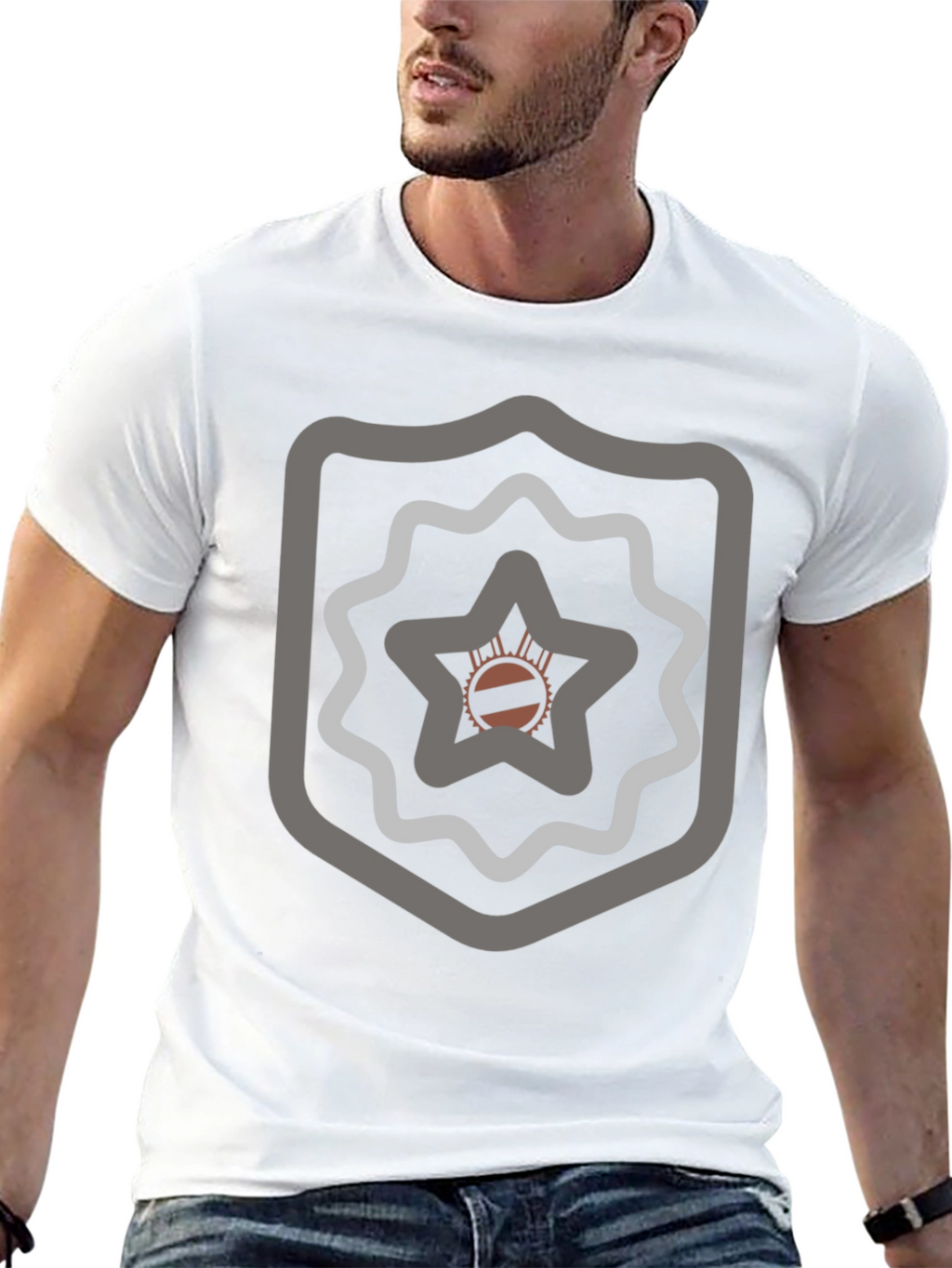 Abstract Emblem Graphic Black T-Shirt
