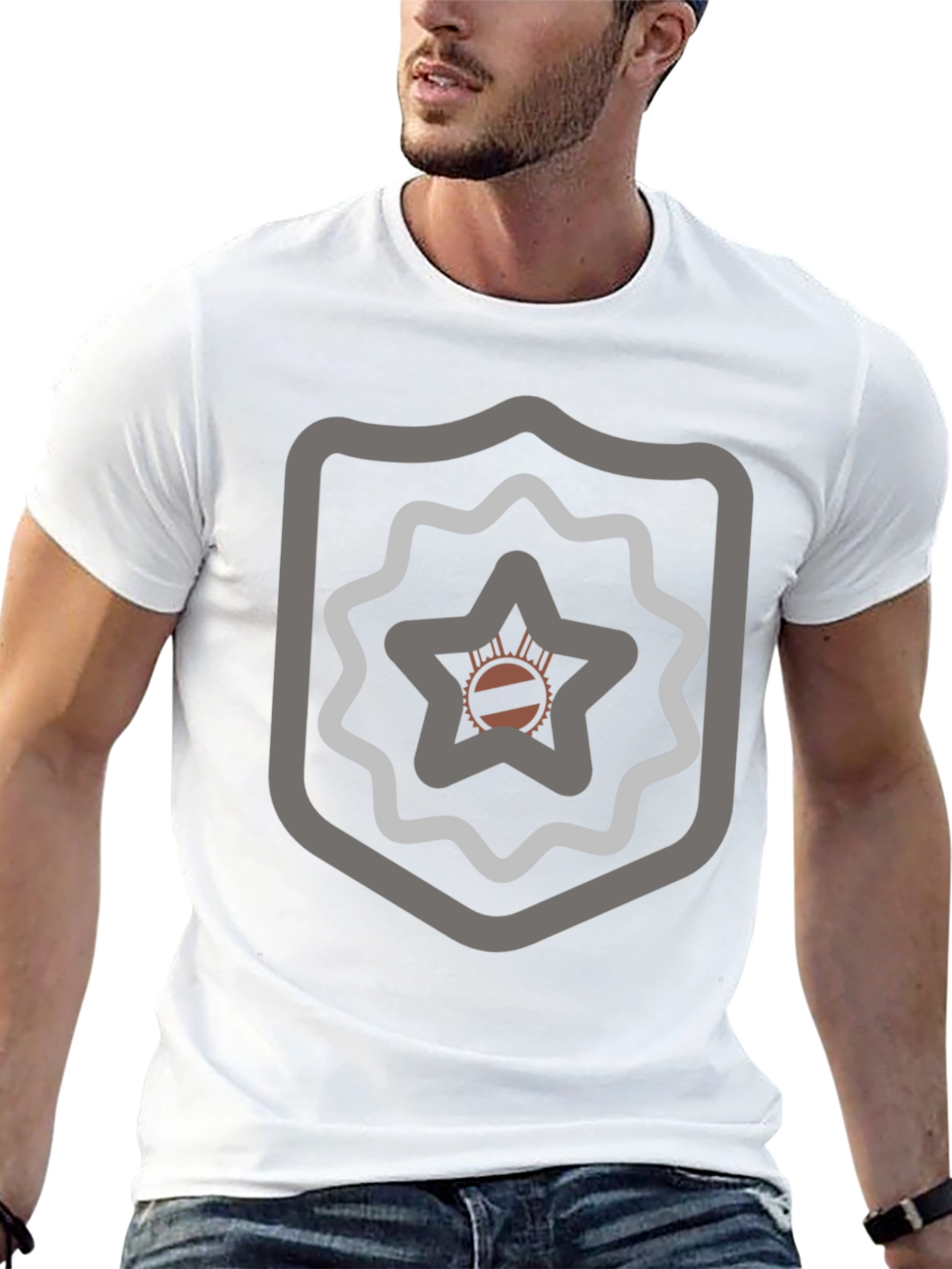 Abstract Emblem Graphic Black T-Shirt