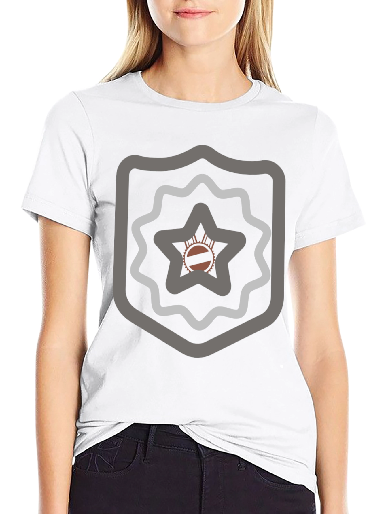 Abstract Emblem Graphic Black T-Shirt