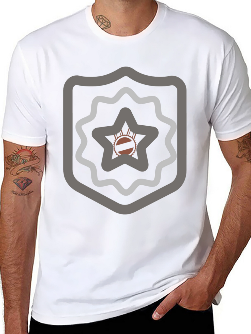Abstract Emblem Graphic Black T-Shirt