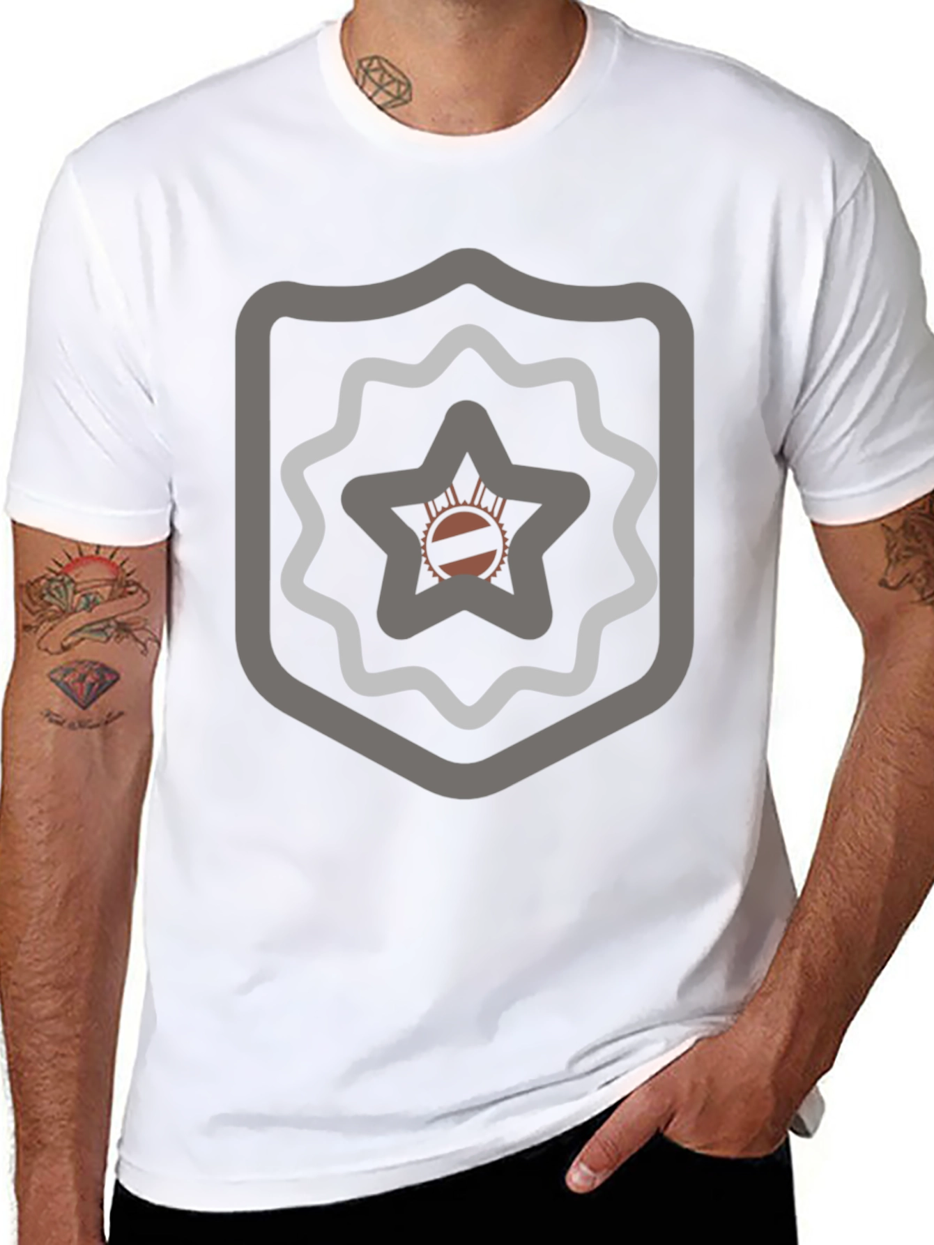 Abstract Emblem Graphic Black T-Shirt