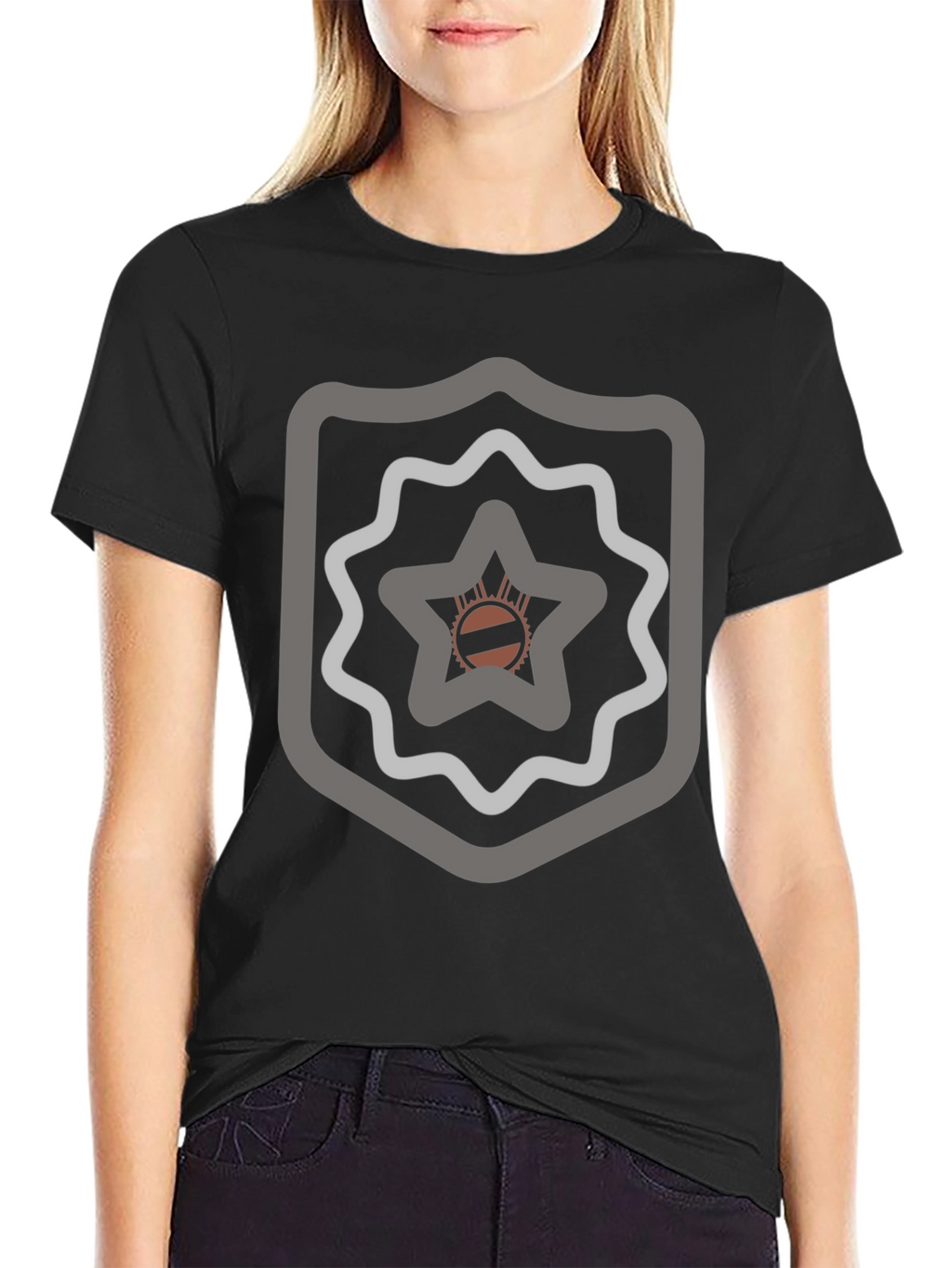 Abstract Emblem Graphic Black T-Shirt