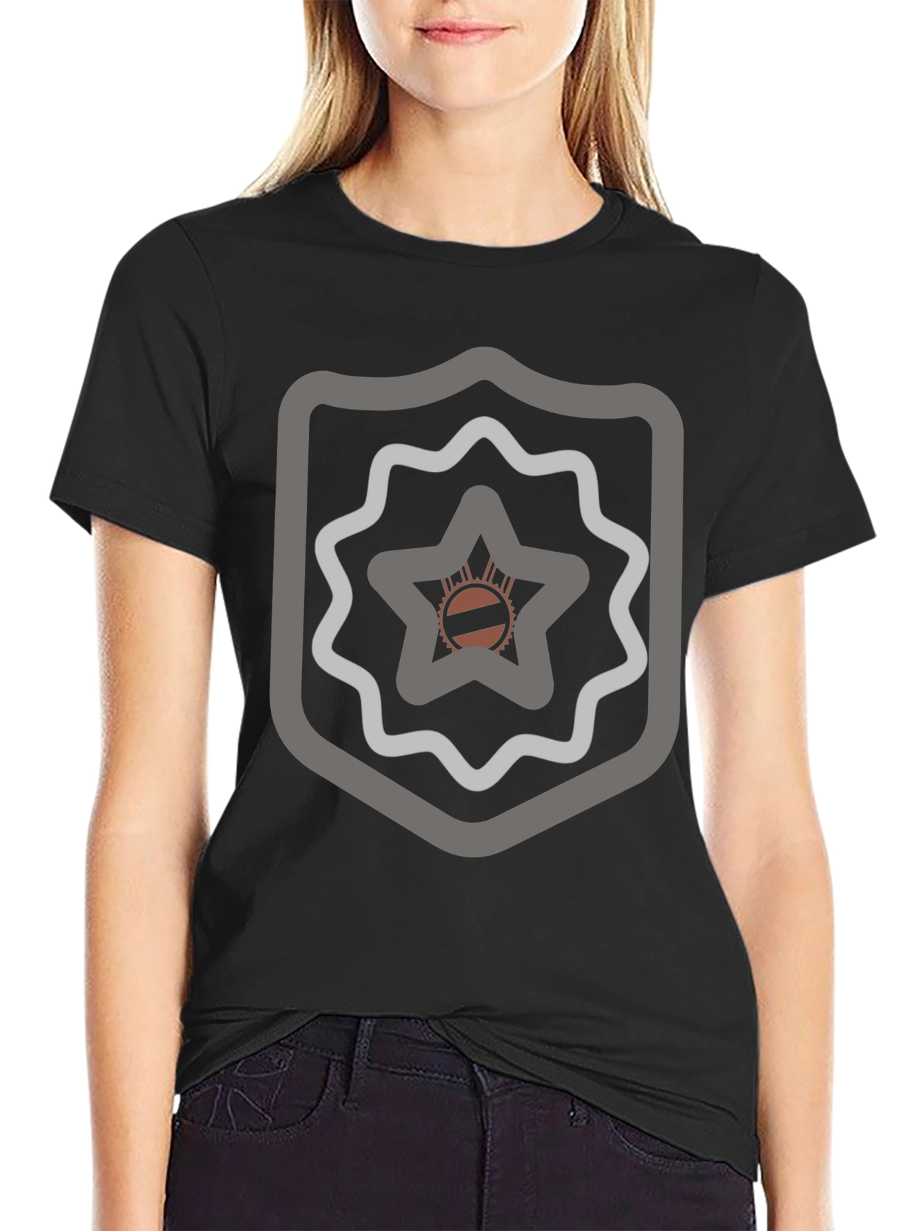 Abstract Emblem Graphic Black T-Shirt