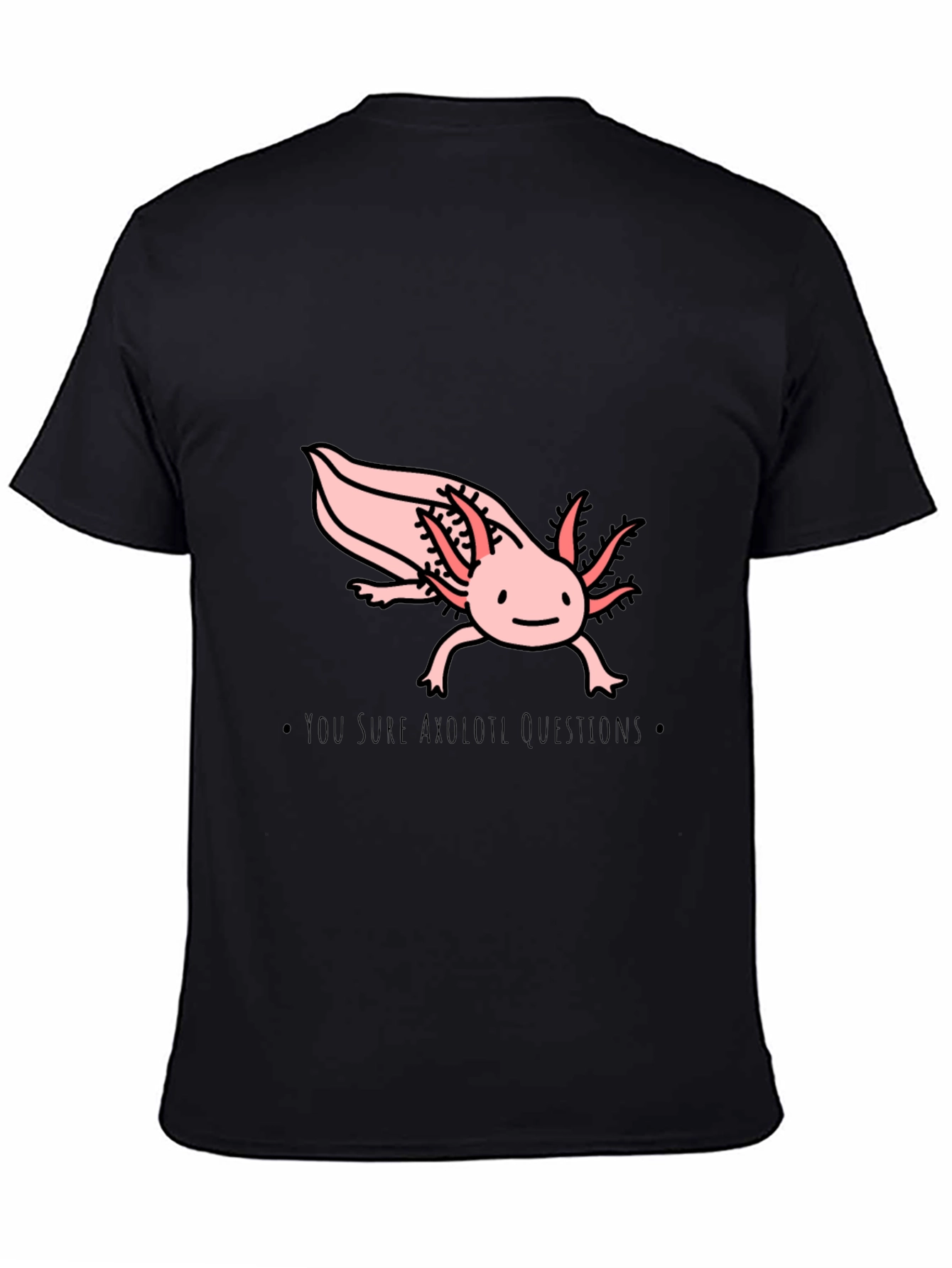 Axolotl Questions T-Shirt - Black Cotton Crew Neck