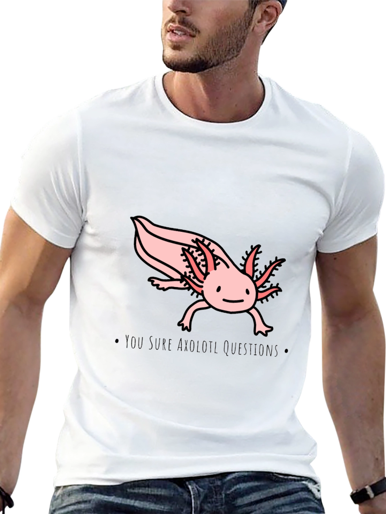 Axolotl Questions T-Shirt - Black Cotton Crew Neck