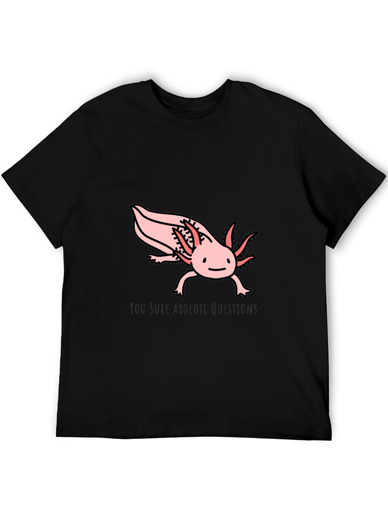 Axolotl Questions T-Shirt - Black Cotton Crew Neck