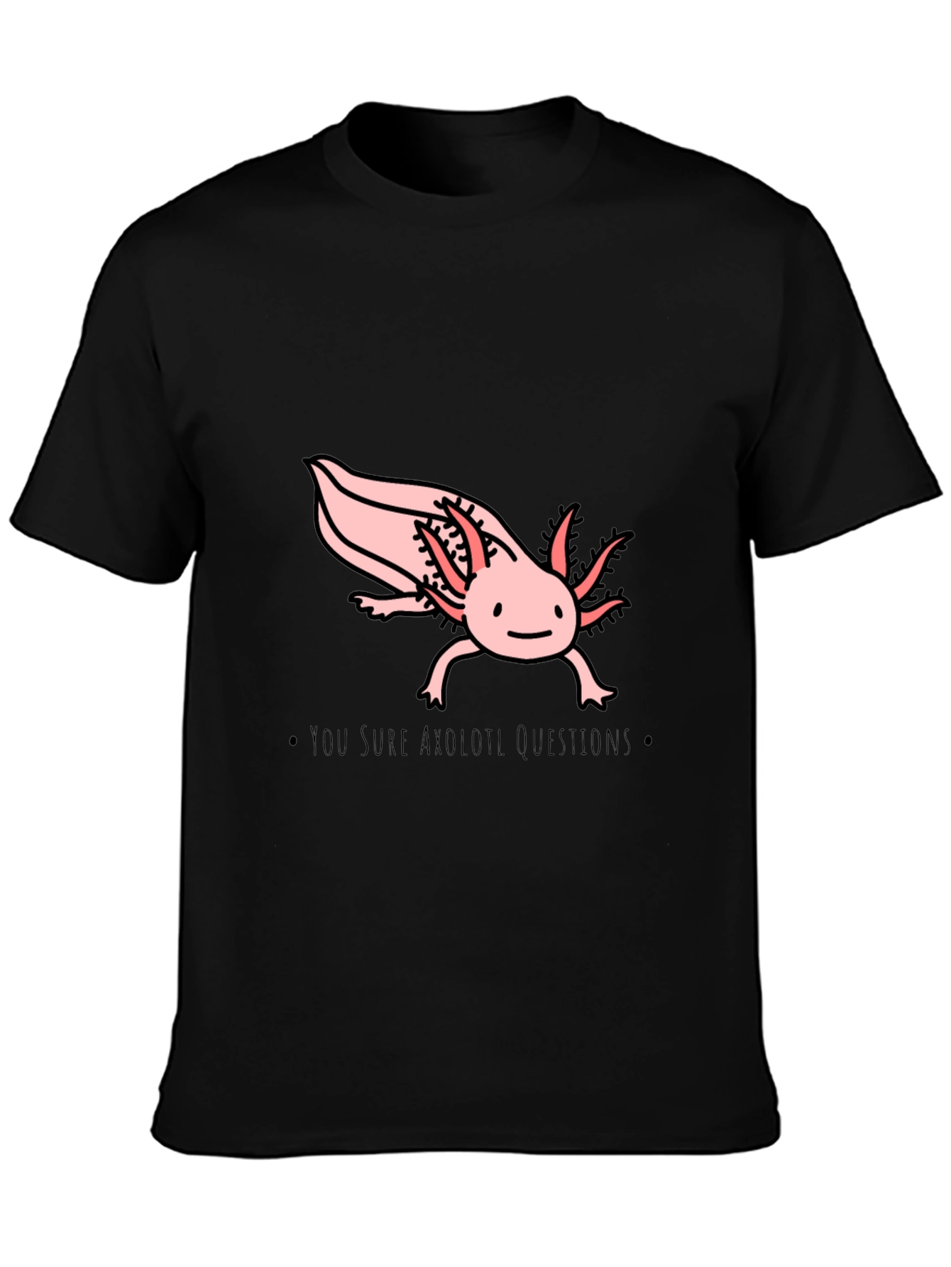Axolotl Questions T-Shirt - Black Cotton Crew Neck