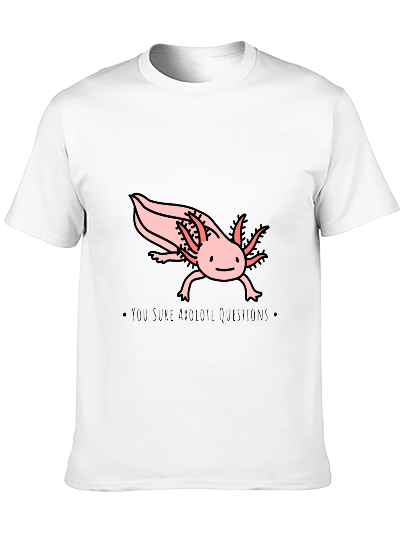 Axolotl Questions T-Shirt - Black Cotton Crew Neck