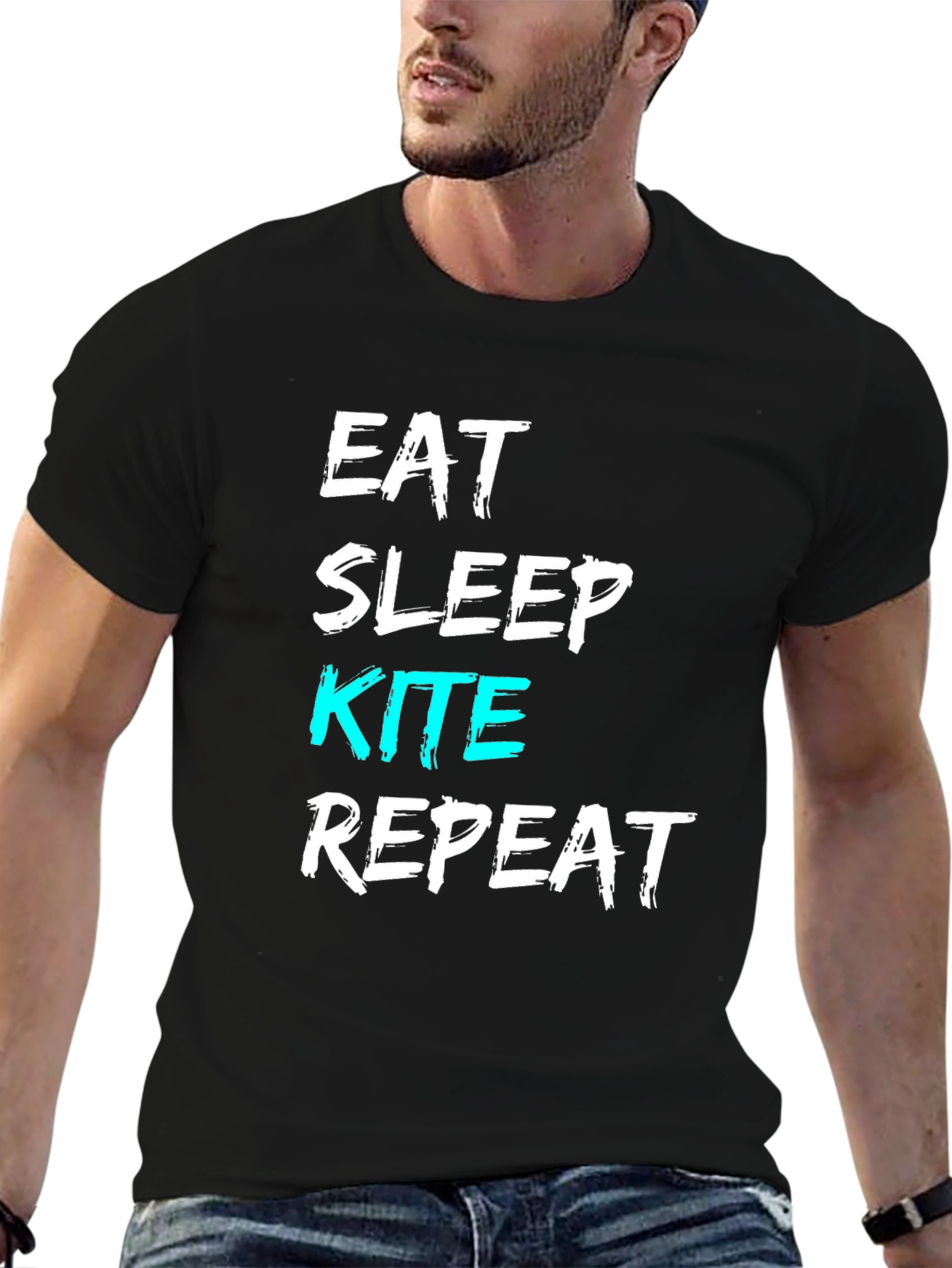 Eat Sleep Kite Repeat T-Shirt - Novelty Kitesurfing Tee