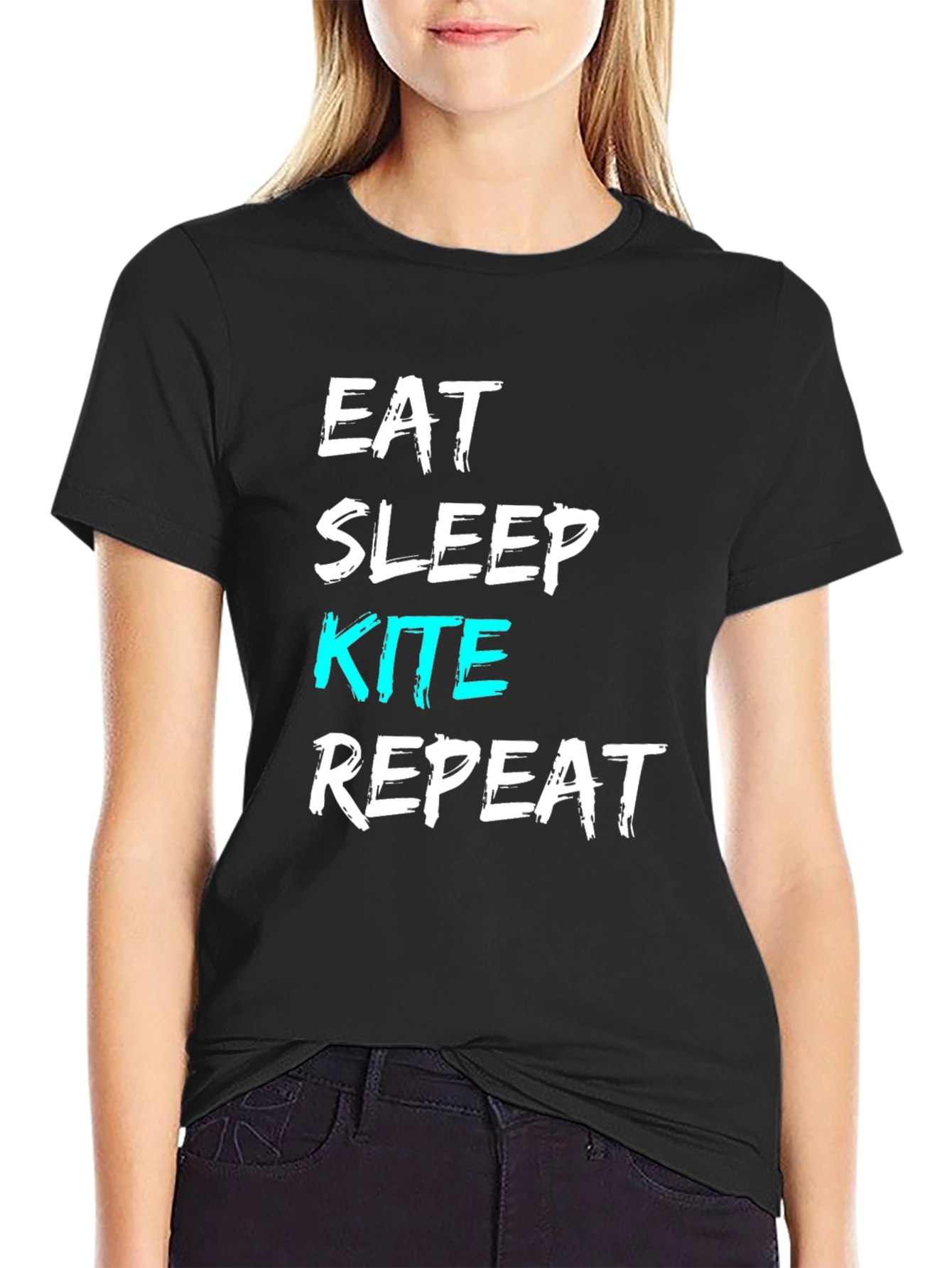 Eat Sleep Kite Repeat T-Shirt - Novelty Kitesurfing Tee