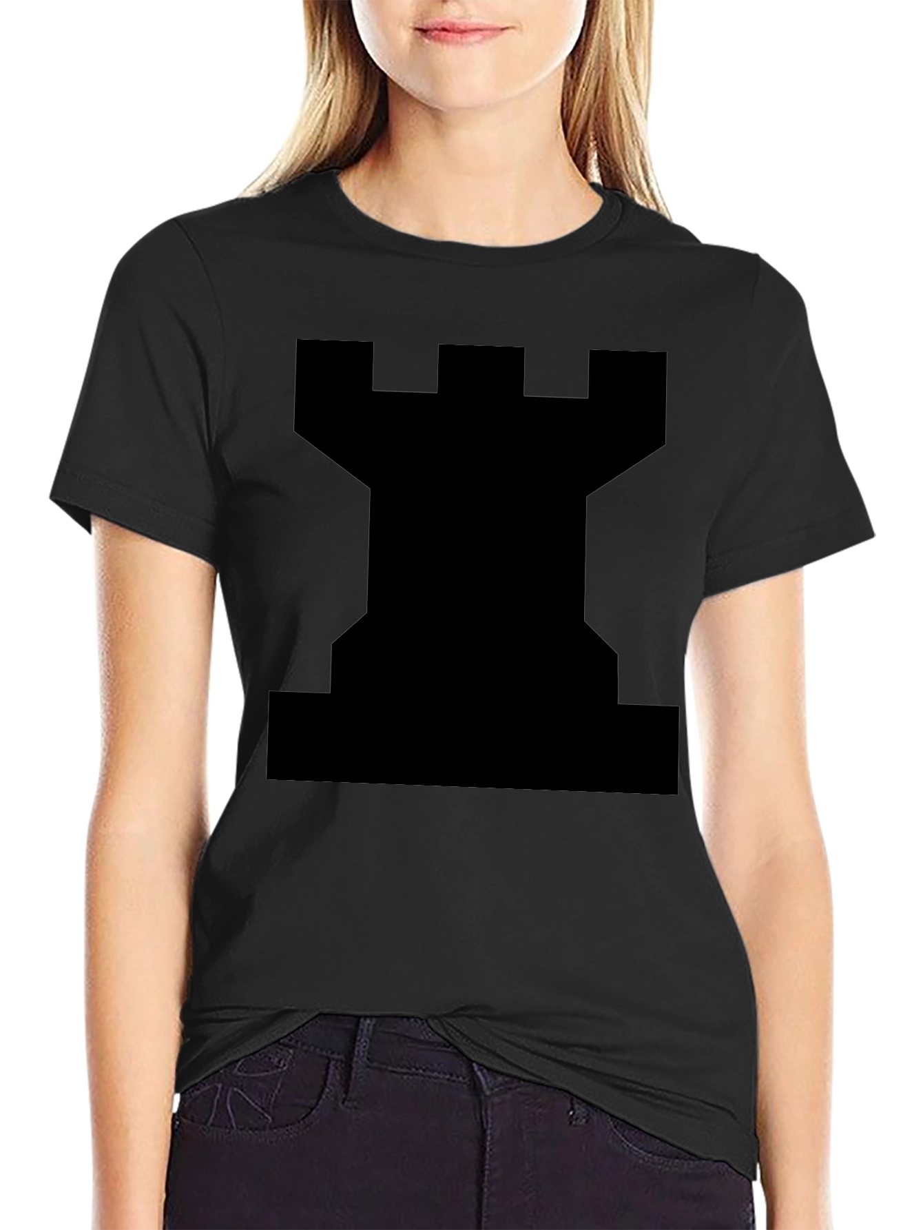 Chess Rook Graphic Tee - Black Cotton T-Shirt