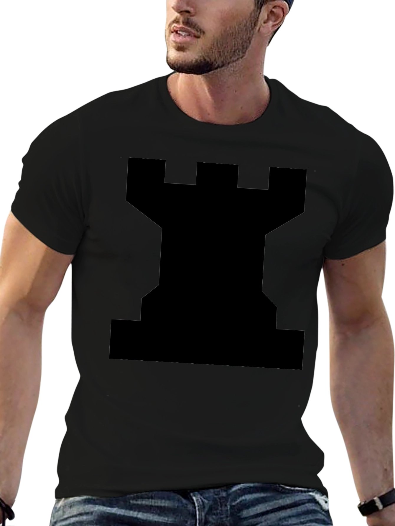 Chess Rook Graphic Tee - Black Cotton T-Shirt