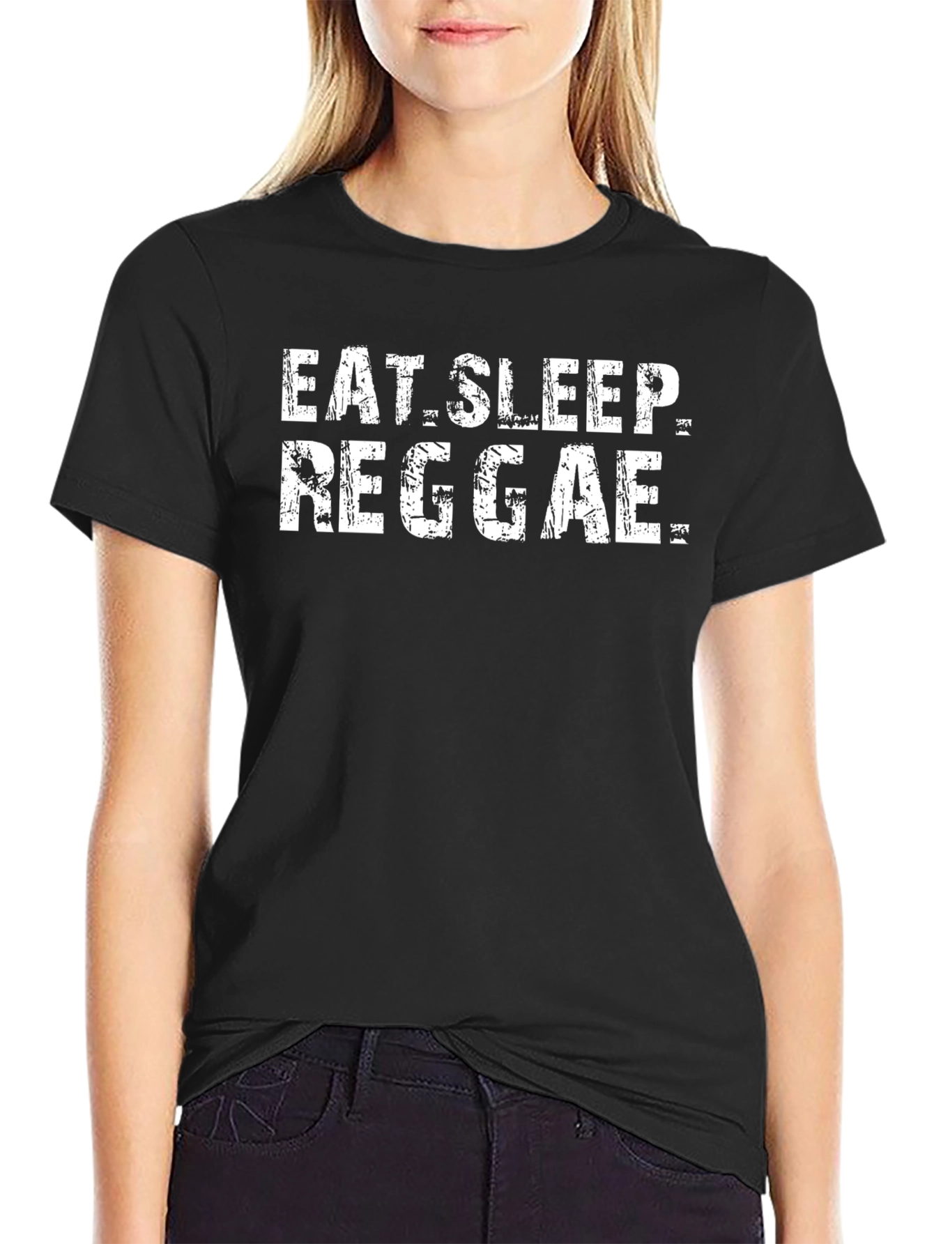 Eat Sleep Reggae Graphic T-Shirt - Casual Black Tee