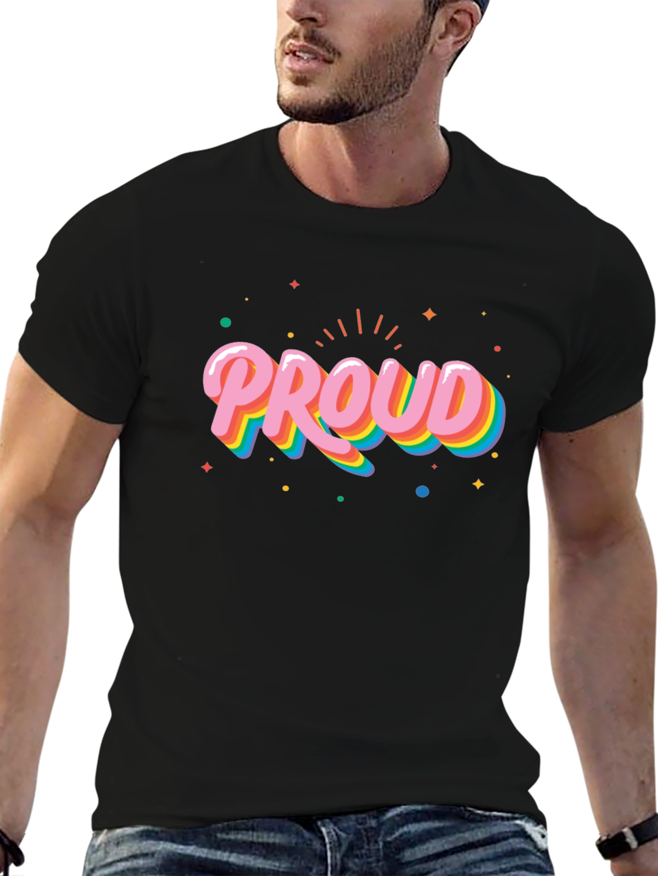 Proud Graphic Tee - LGBTQ+ Pride Rainbow Colors