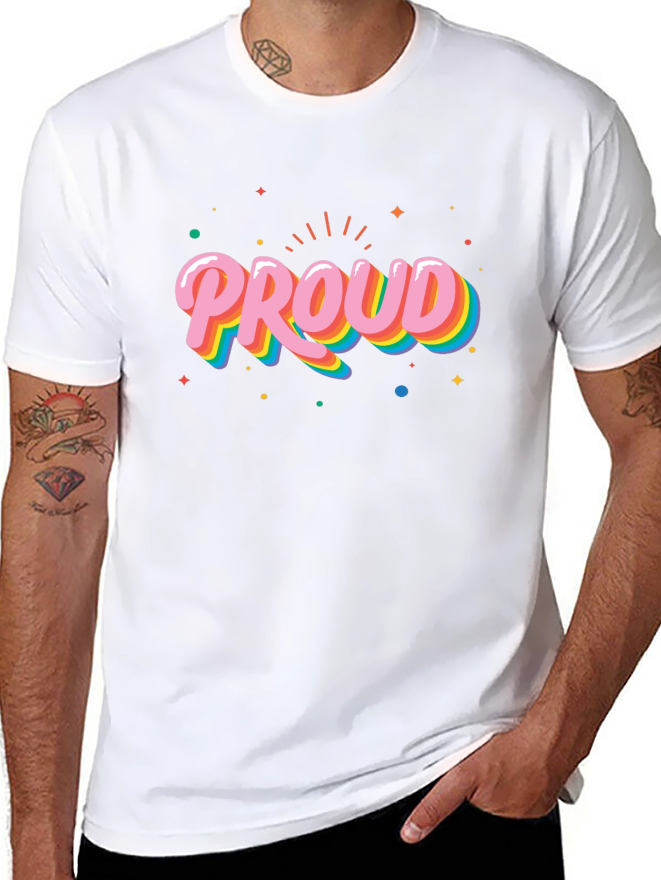 Proud Graphic Tee - LGBTQ+ Pride Rainbow Colors