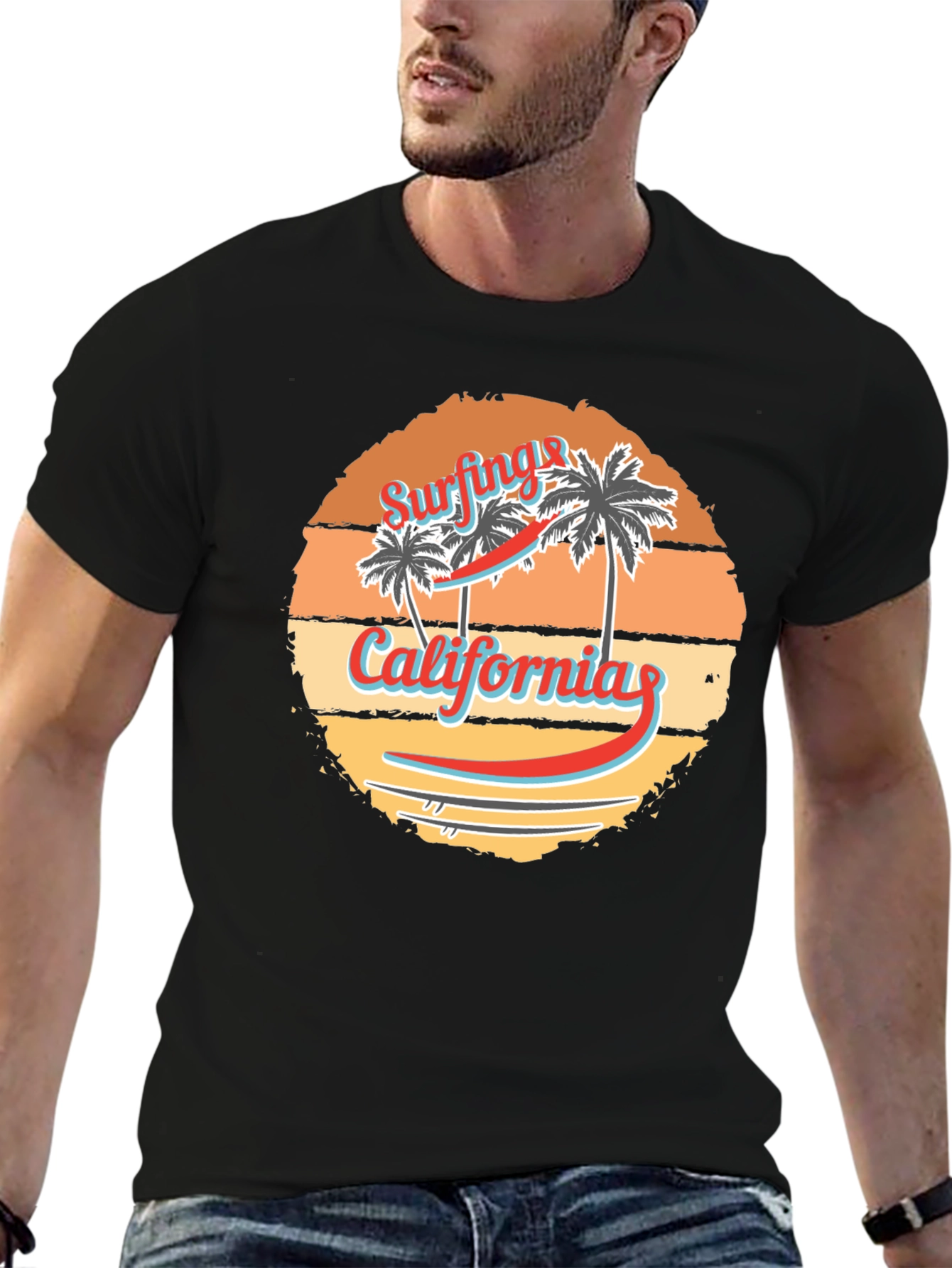 California Surfing Graphic Tee - Retro Design