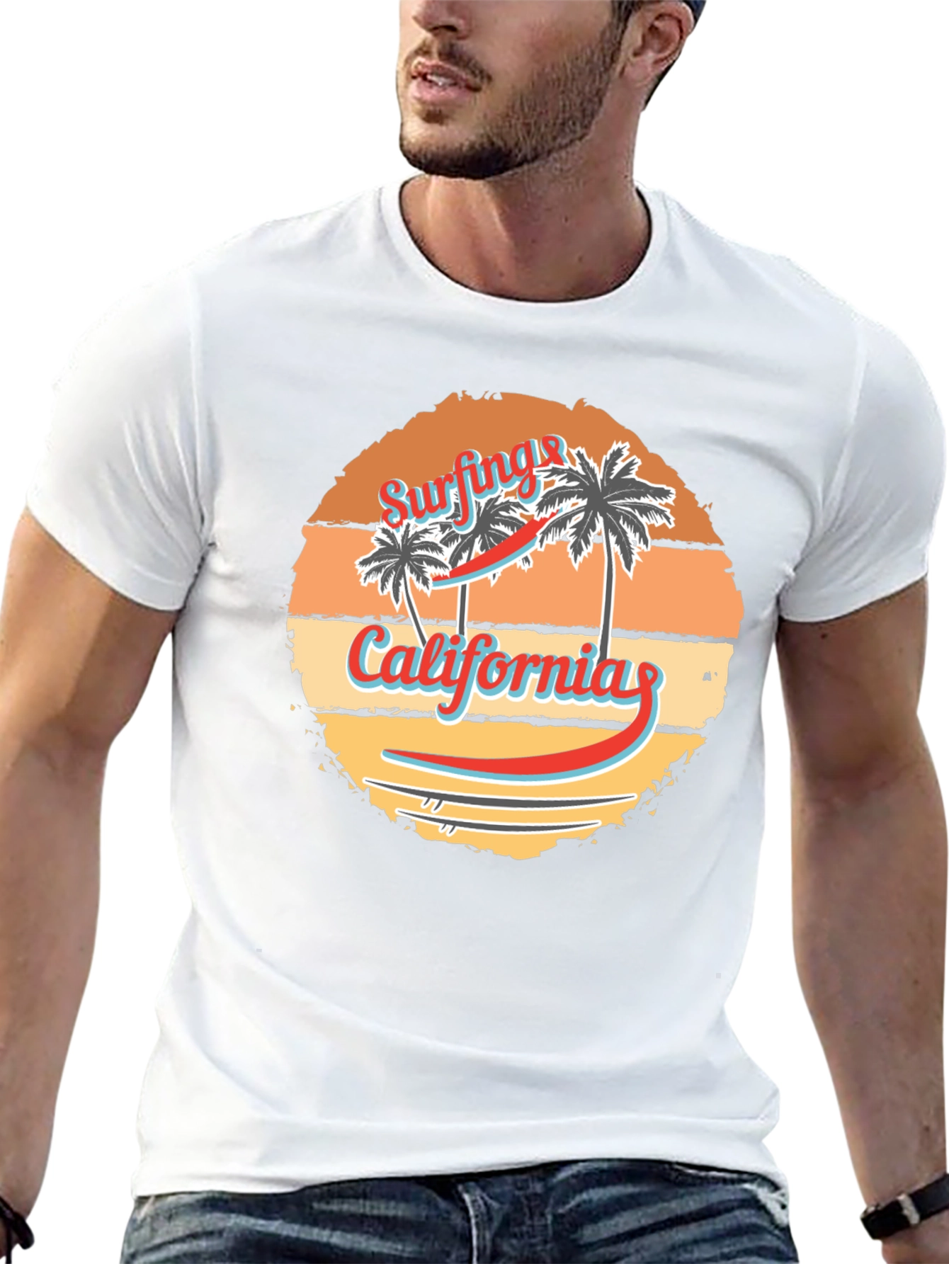 California Surfing Graphic Tee - Retro Design