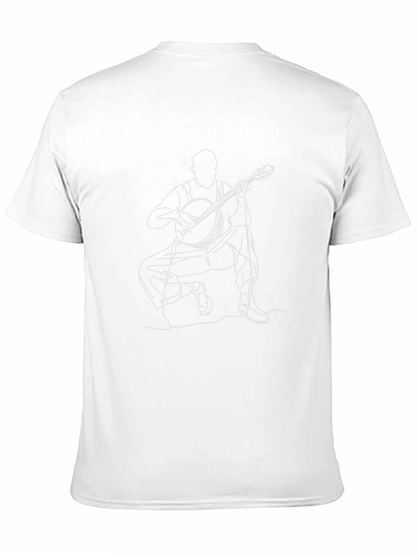 Banjo Player Line Art T-Shirt - Black