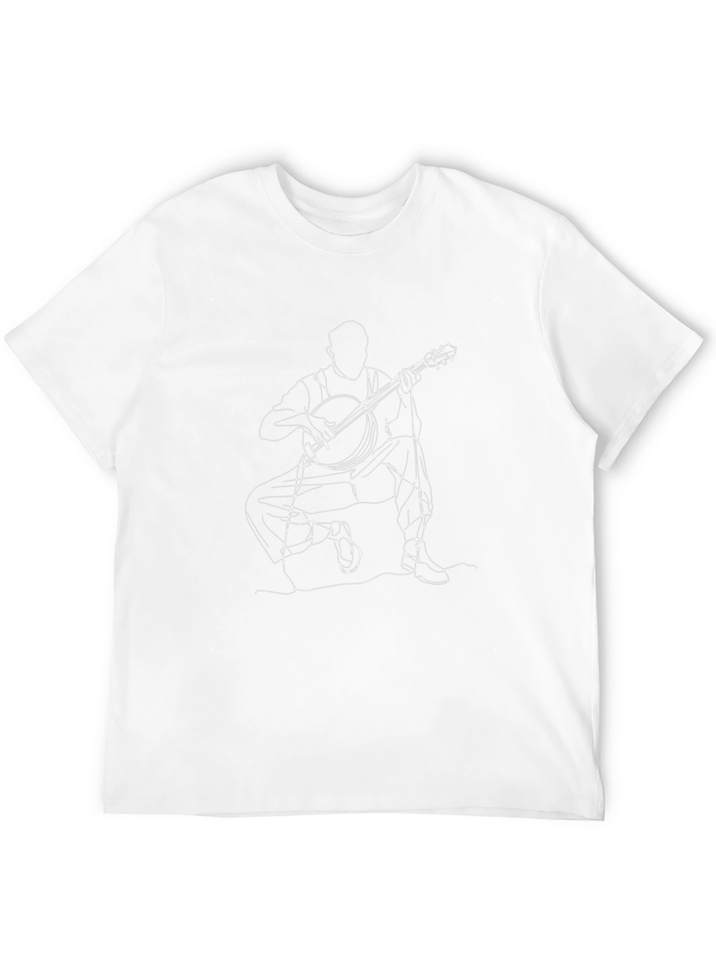 Banjo Player Line Art T-Shirt - Black