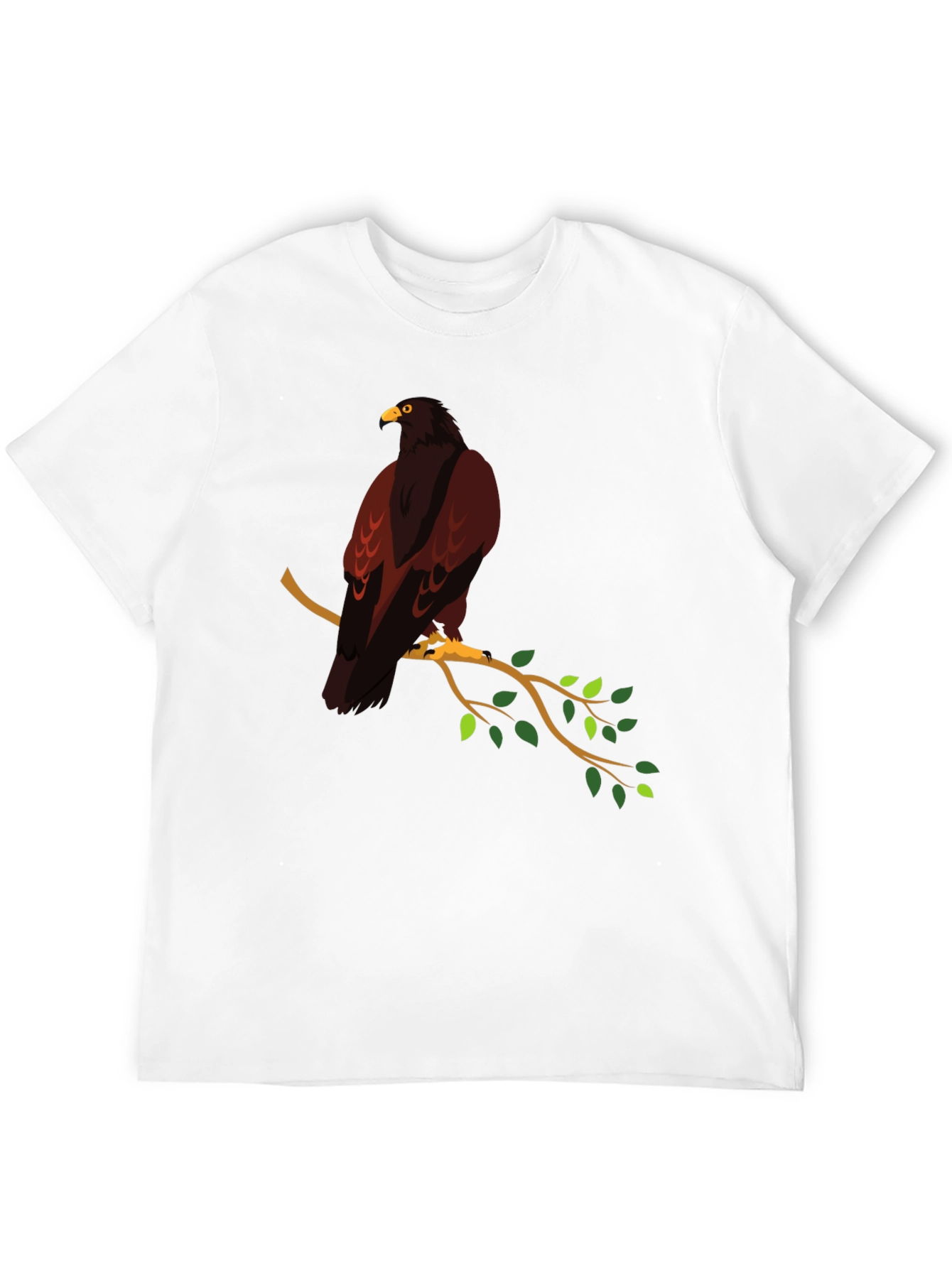 Eagle on Branch Graphic Tee - Stylish Mens Black T-Shirt