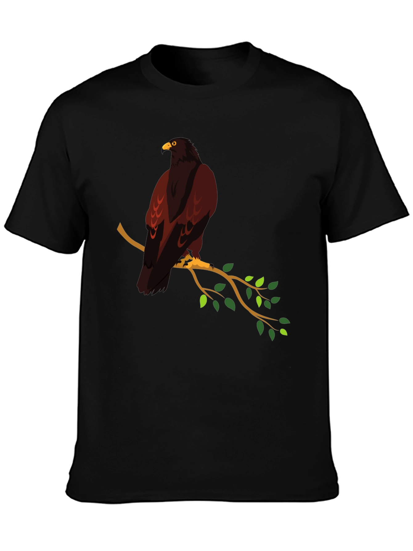 Eagle on Branch Graphic Tee - Stylish Mens Black T-Shirt
