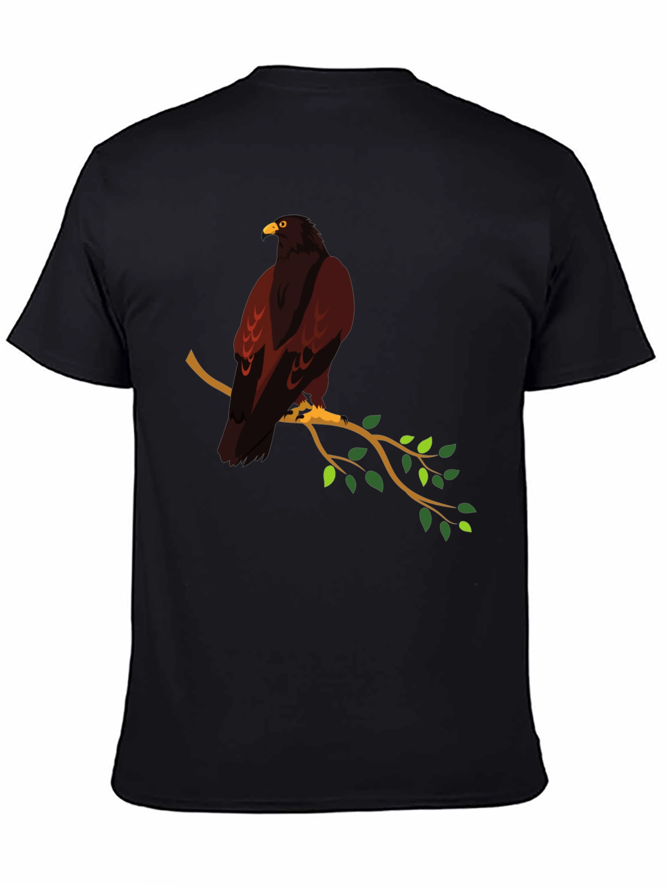 Eagle on Branch Graphic Tee - Stylish Mens Black T-Shirt