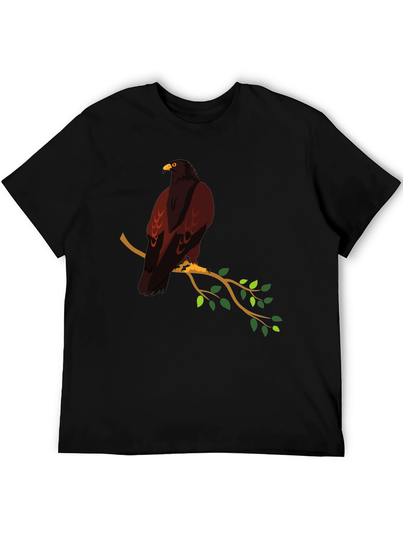 Eagle on Branch Graphic Tee - Stylish Mens Black T-Shirt