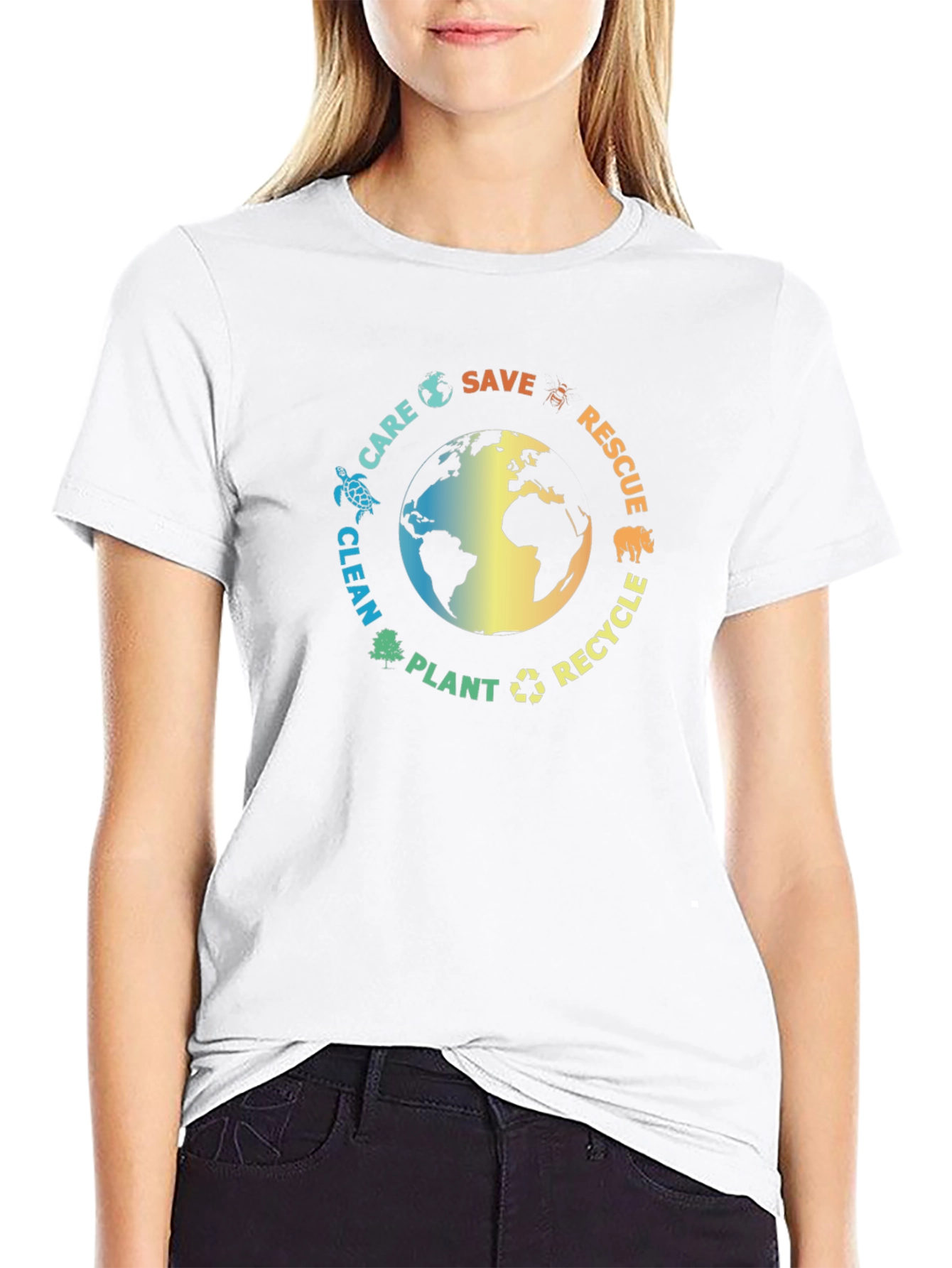 Eco-Friendly Black T-Shirt: Save the Planet Design
