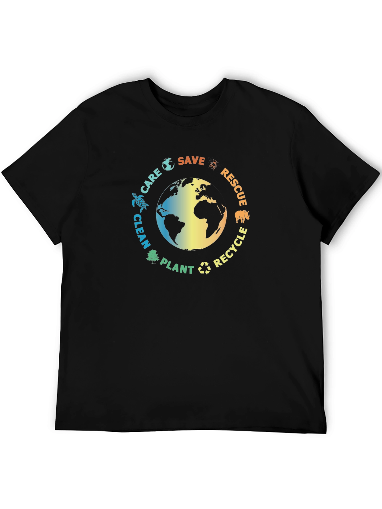 Eco-Friendly Black T-Shirt: Save the Planet Design