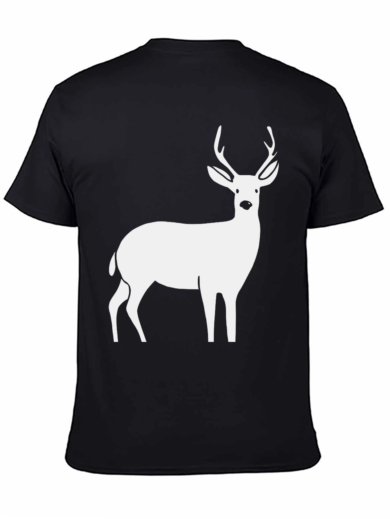 Deer Graphic Tee - Black Cotton Casual Style
