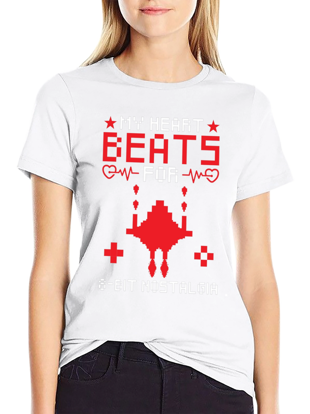 8-Bit Nostalgia T-Shirt Retro Gaming Heartbeat Tee