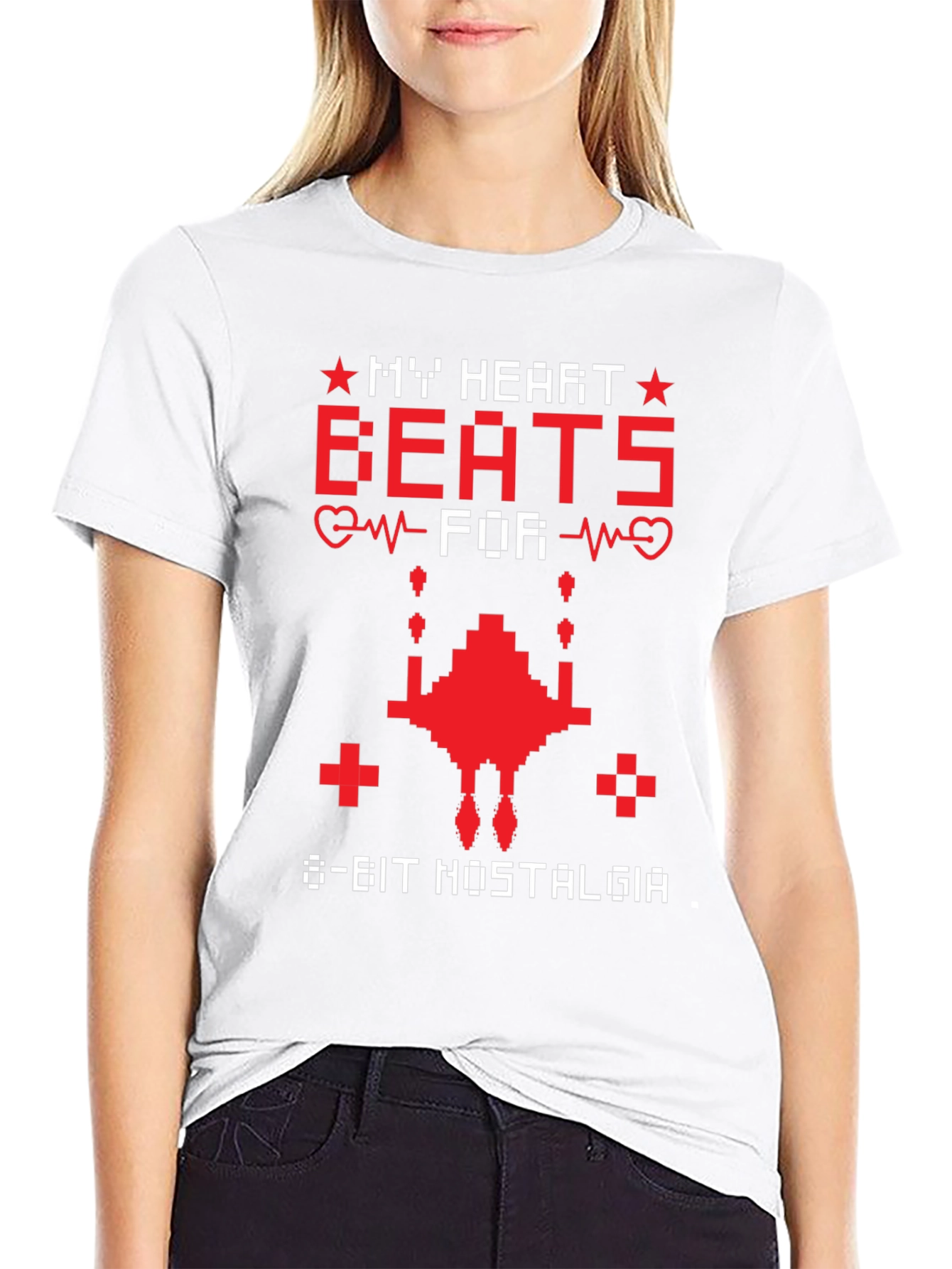 8-Bit Nostalgia T-Shirt Retro Gaming Heartbeat Tee