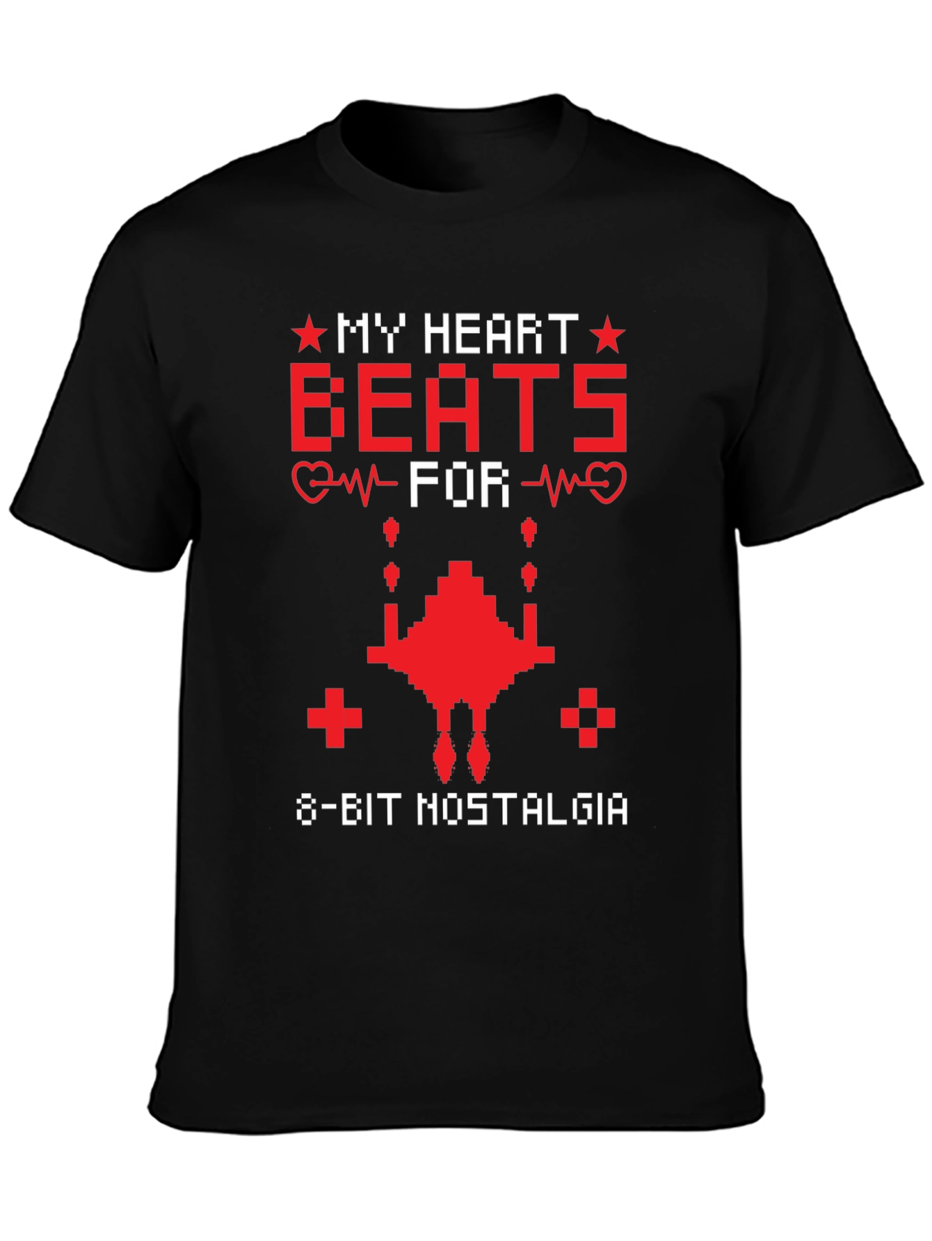 8-Bit Nostalgia T-Shirt Retro Gaming Heartbeat Tee