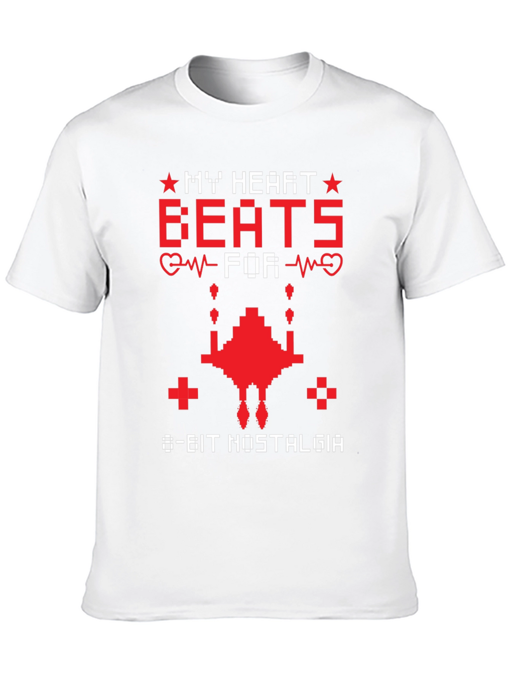 8-Bit Nostalgia T-Shirt Retro Gaming Heartbeat Tee
