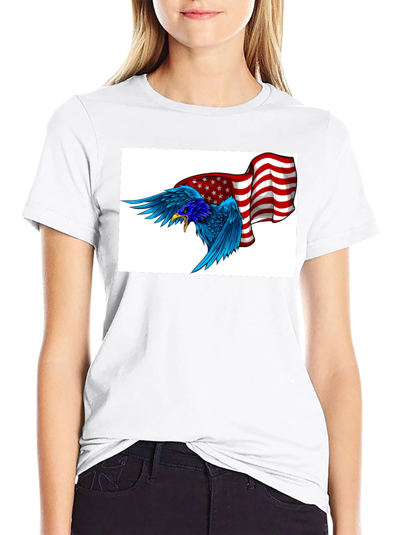 American Eagle Graphic Tee - Black Cotton Blend