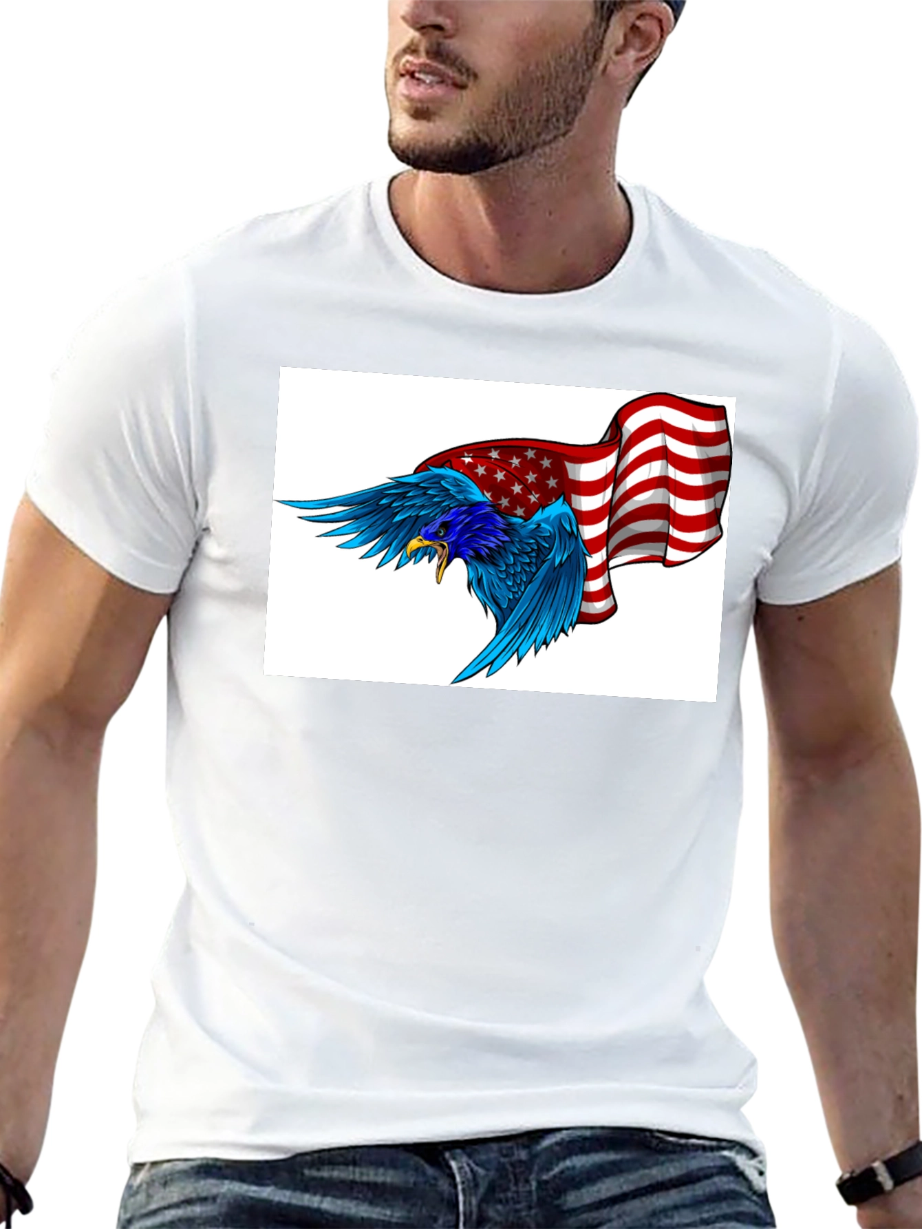 American Eagle Graphic Tee - Black Cotton Blend