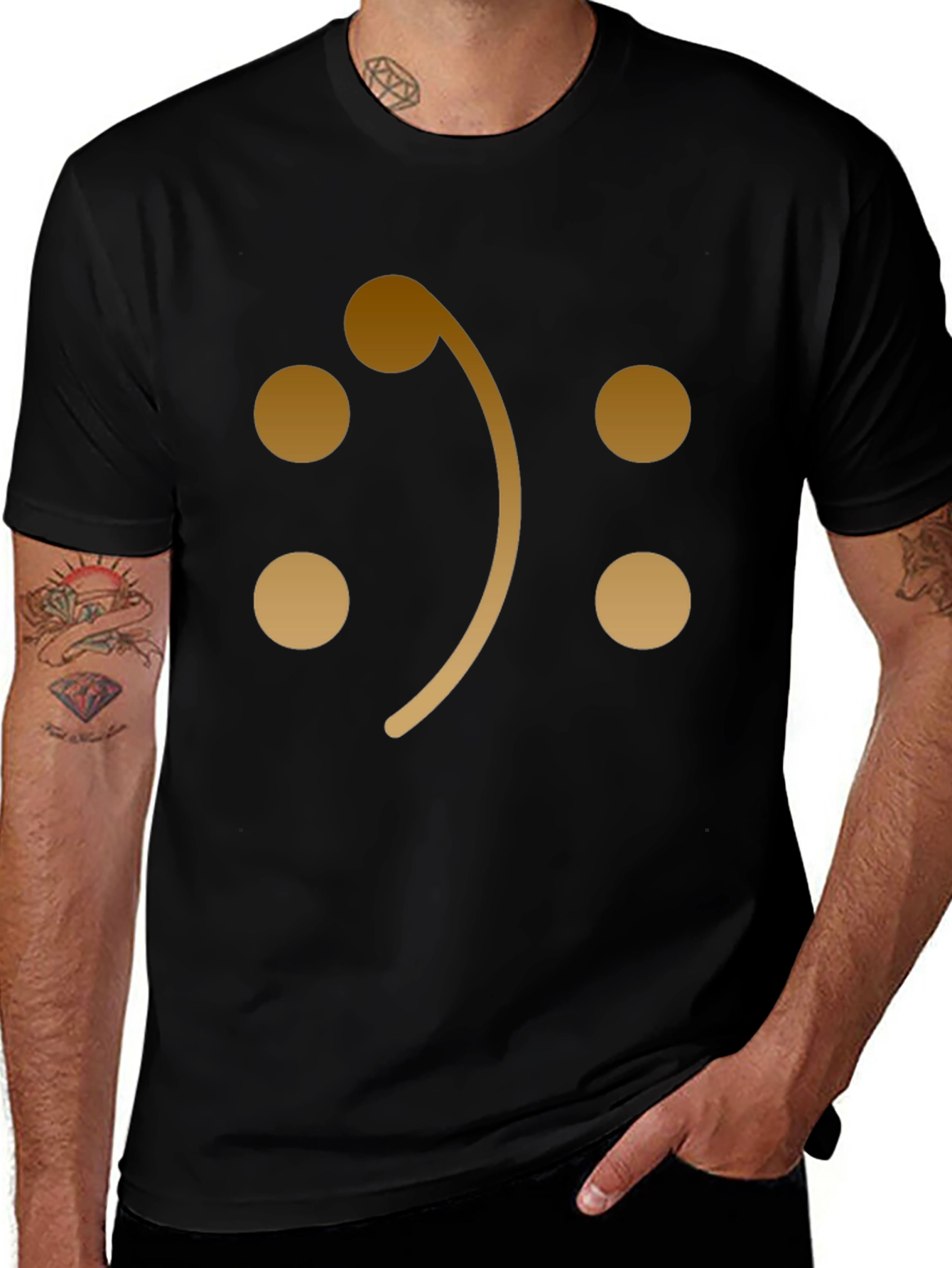 Bass Clef Smiley Face Graphic T-Shirt