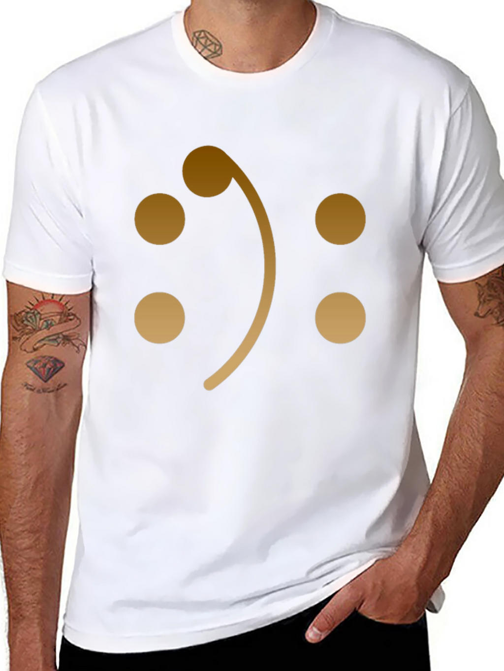 Bass Clef Smiley Face Graphic T-Shirt
