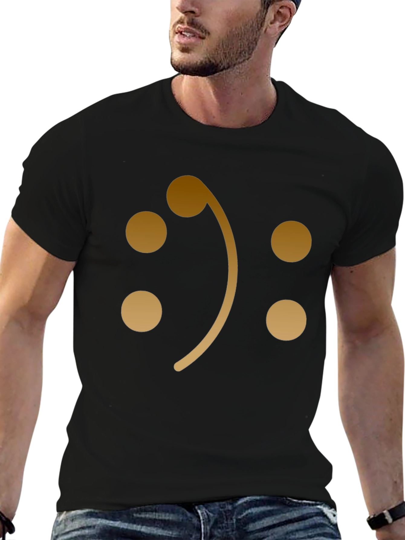 Bass Clef Smiley Face Graphic T-Shirt