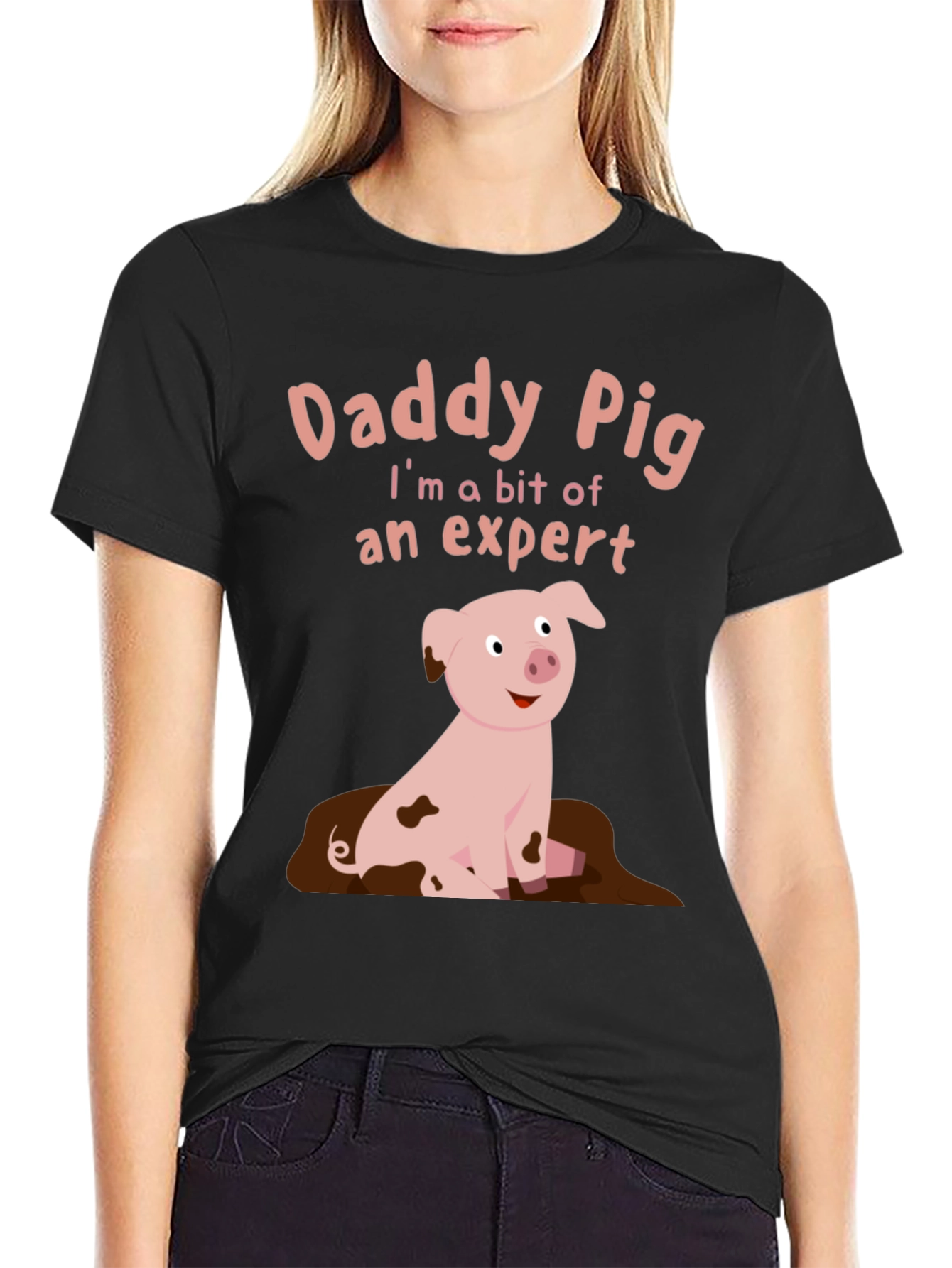Daddy Pig Expert T-Shirt - Black Cotton Tee