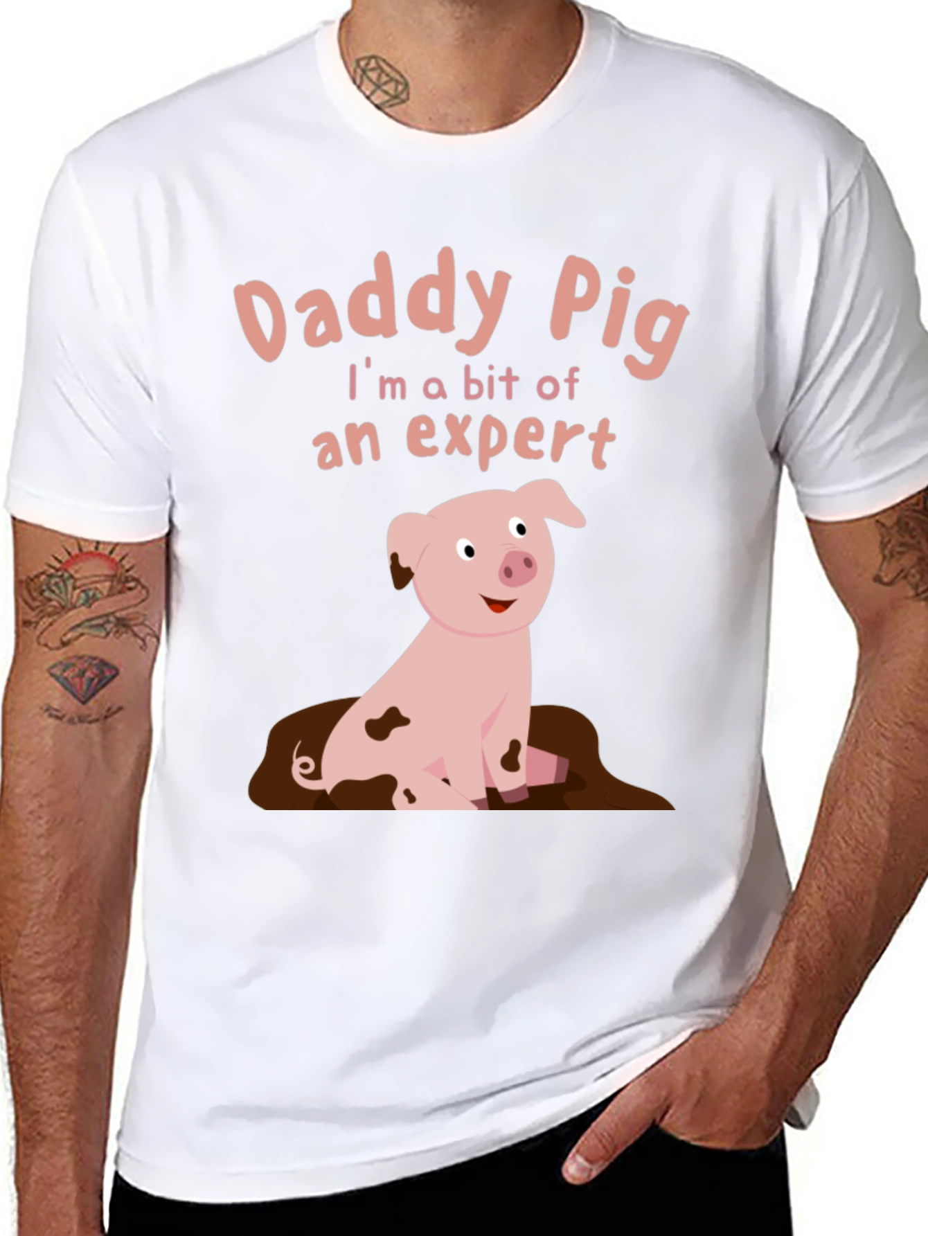 Daddy Pig Expert T-Shirt - Black Cotton Tee