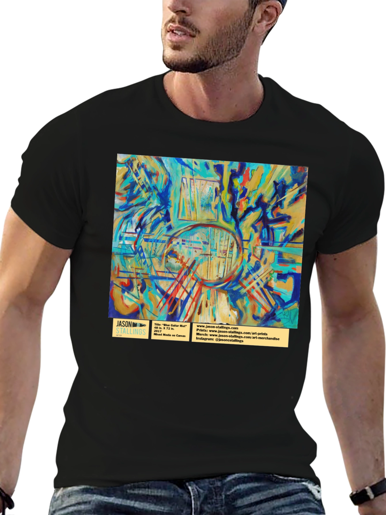 Abstract Art T-Shirt: Blue Color Hall