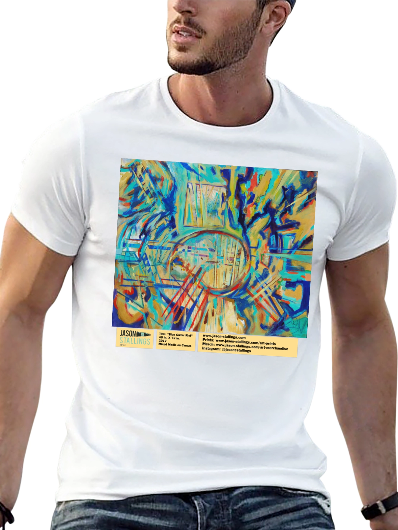 Abstract Art T-Shirt: Blue Color Hall