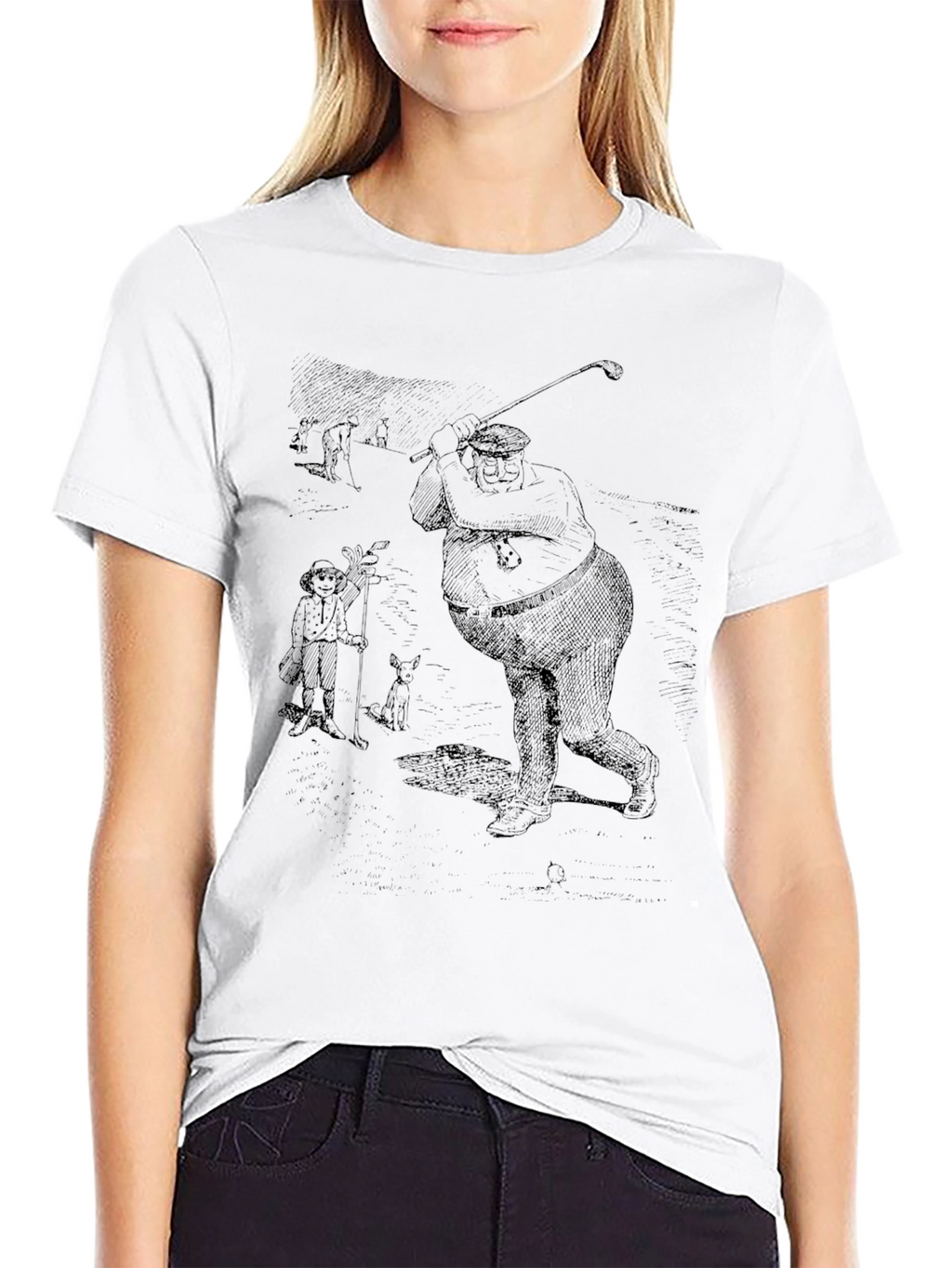 Golf Cartoon Graphic Tee - Black
