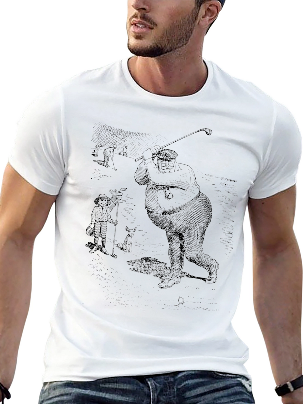 Golf Cartoon Graphic Tee - Black