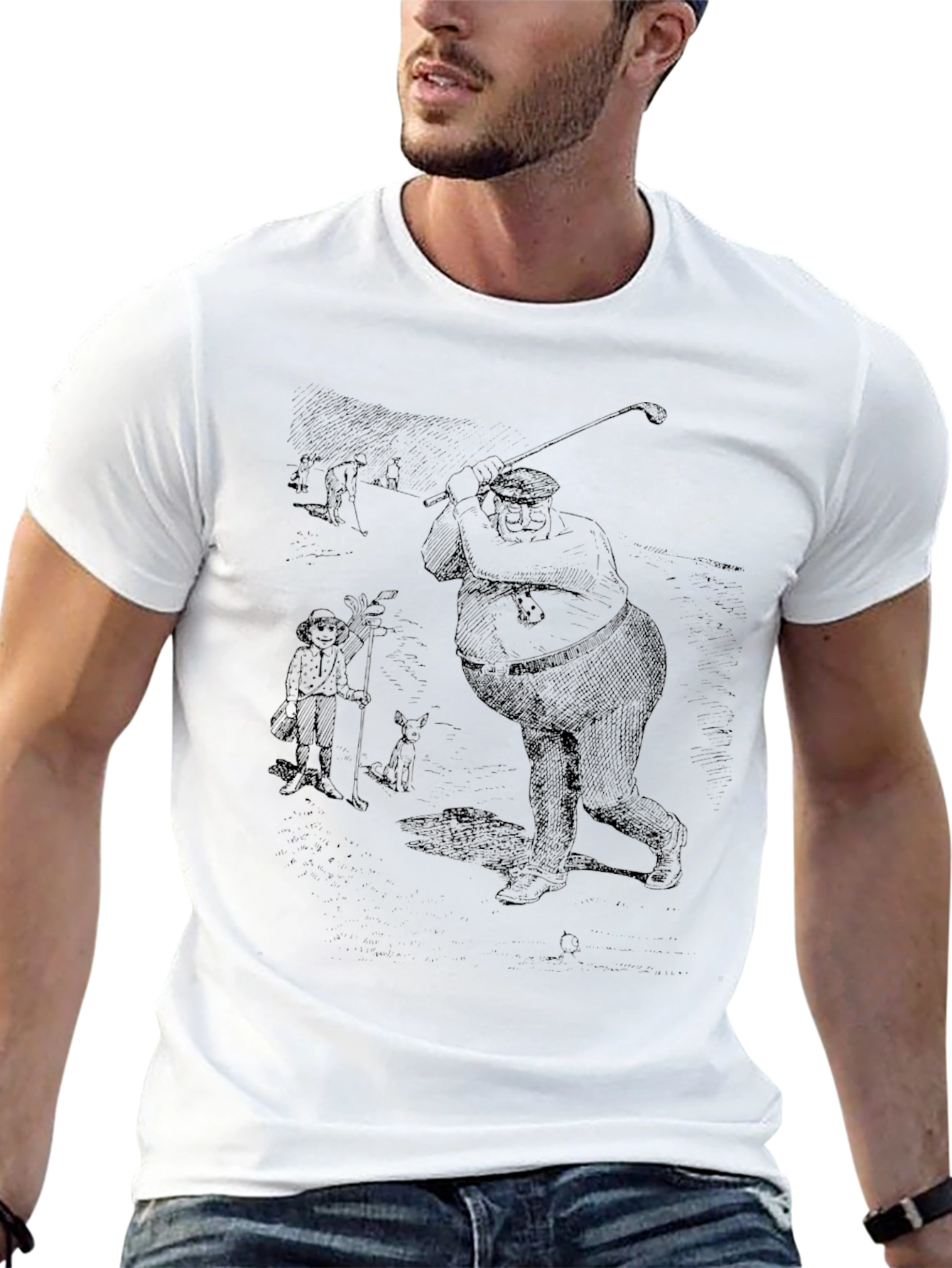 Golf Cartoon Graphic Tee - Black