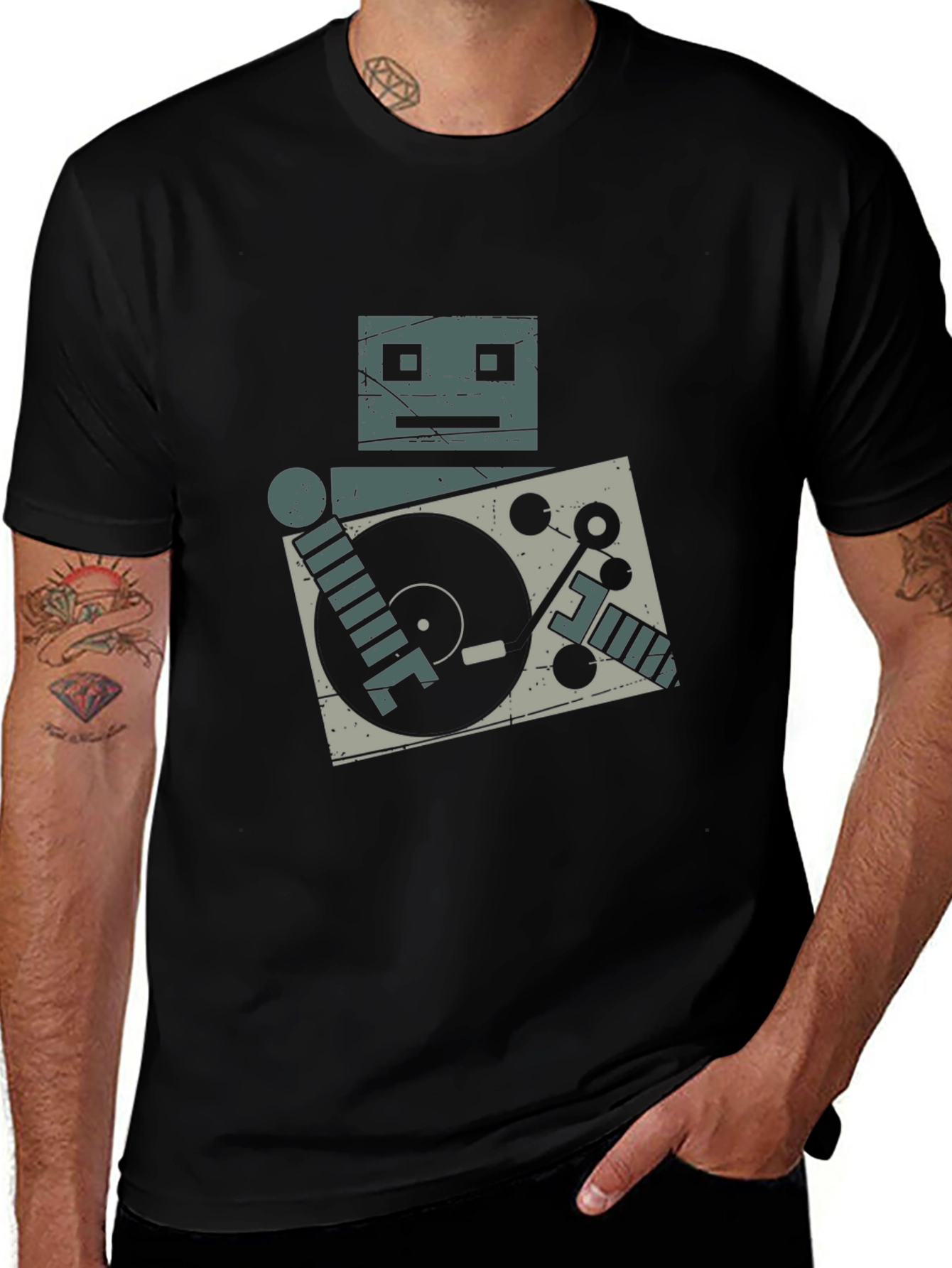 Robot DJ Graphic Tee - Turntable Cool