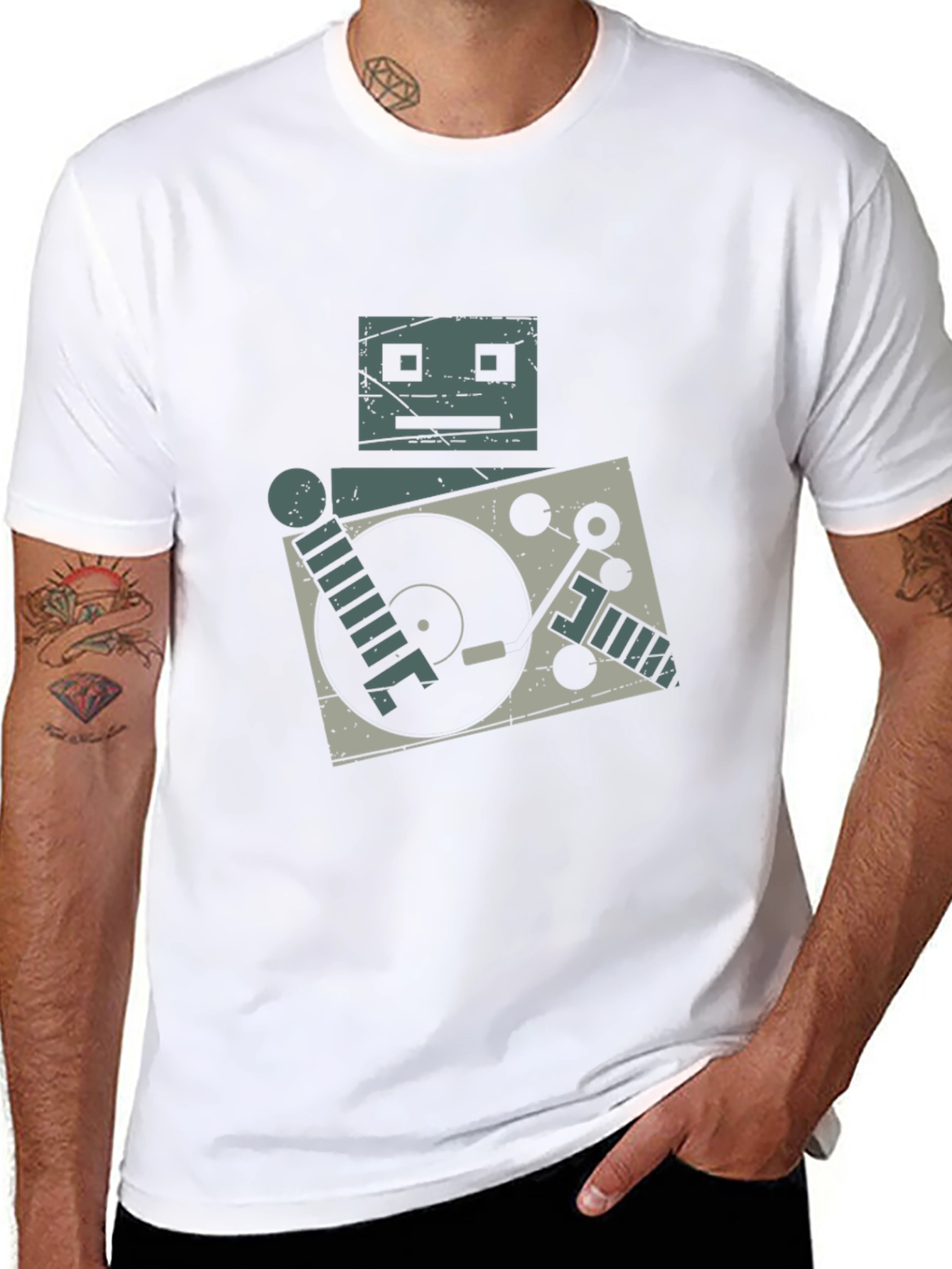 Robot DJ Graphic Tee - Turntable Cool