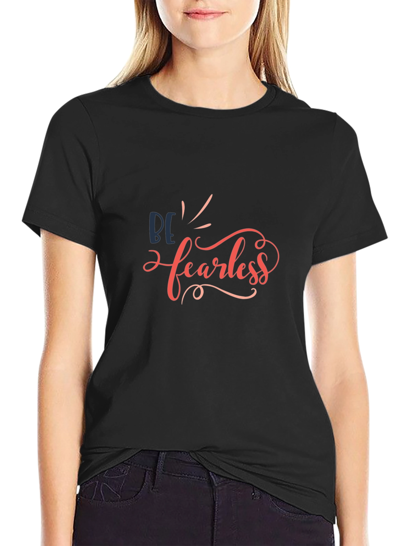 Be Fearless Graphic Tee - Black Cotton Casual Top